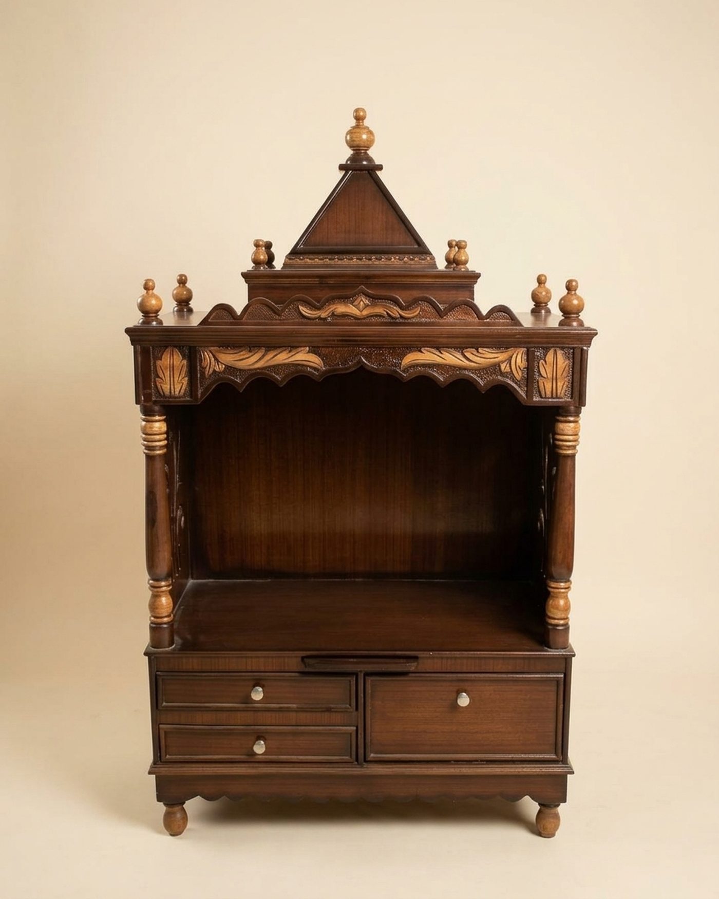 Shikhar carved pooja unit, studio photo