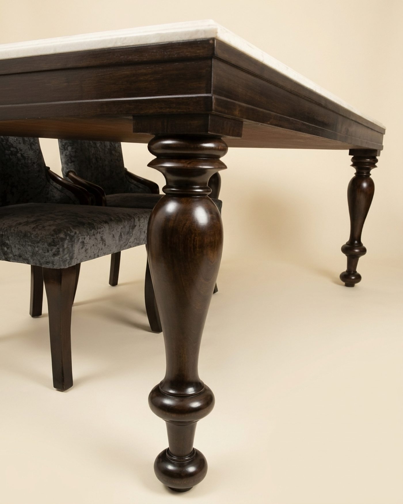 Silver dining set with carved chairs, view 3