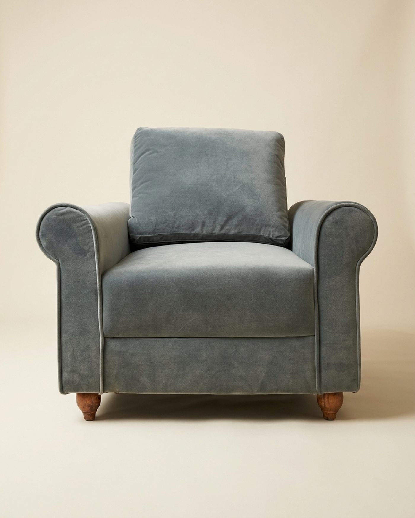 Slate Roll roll-arm armchair, studio photo