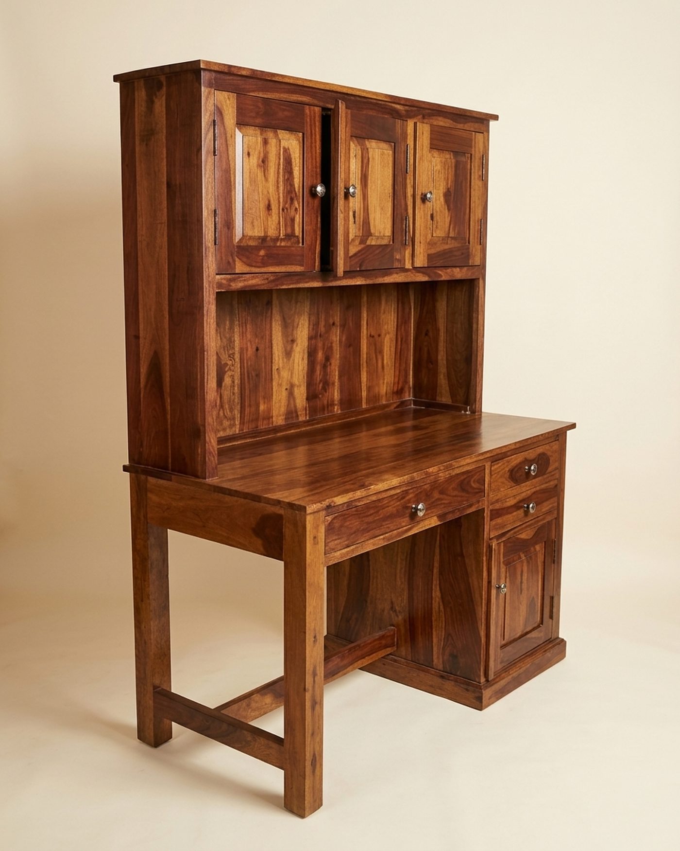 Study desk and bookcase, studio photo