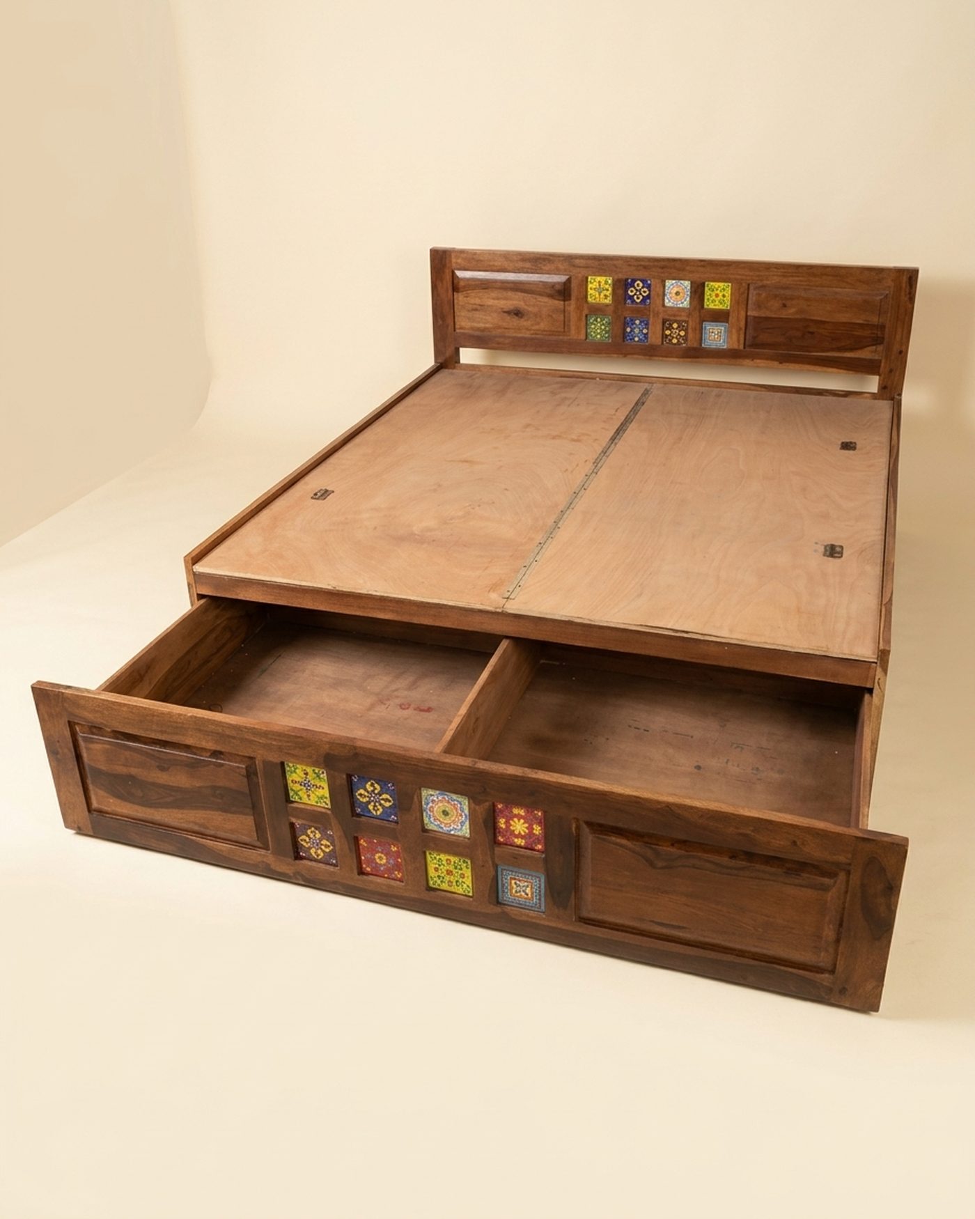 Tile Bed tile-inlay storage bed, view 2