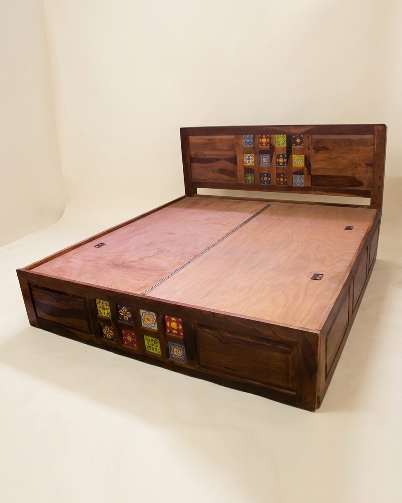 Tile Bed tile-inlay storage bed, view 3