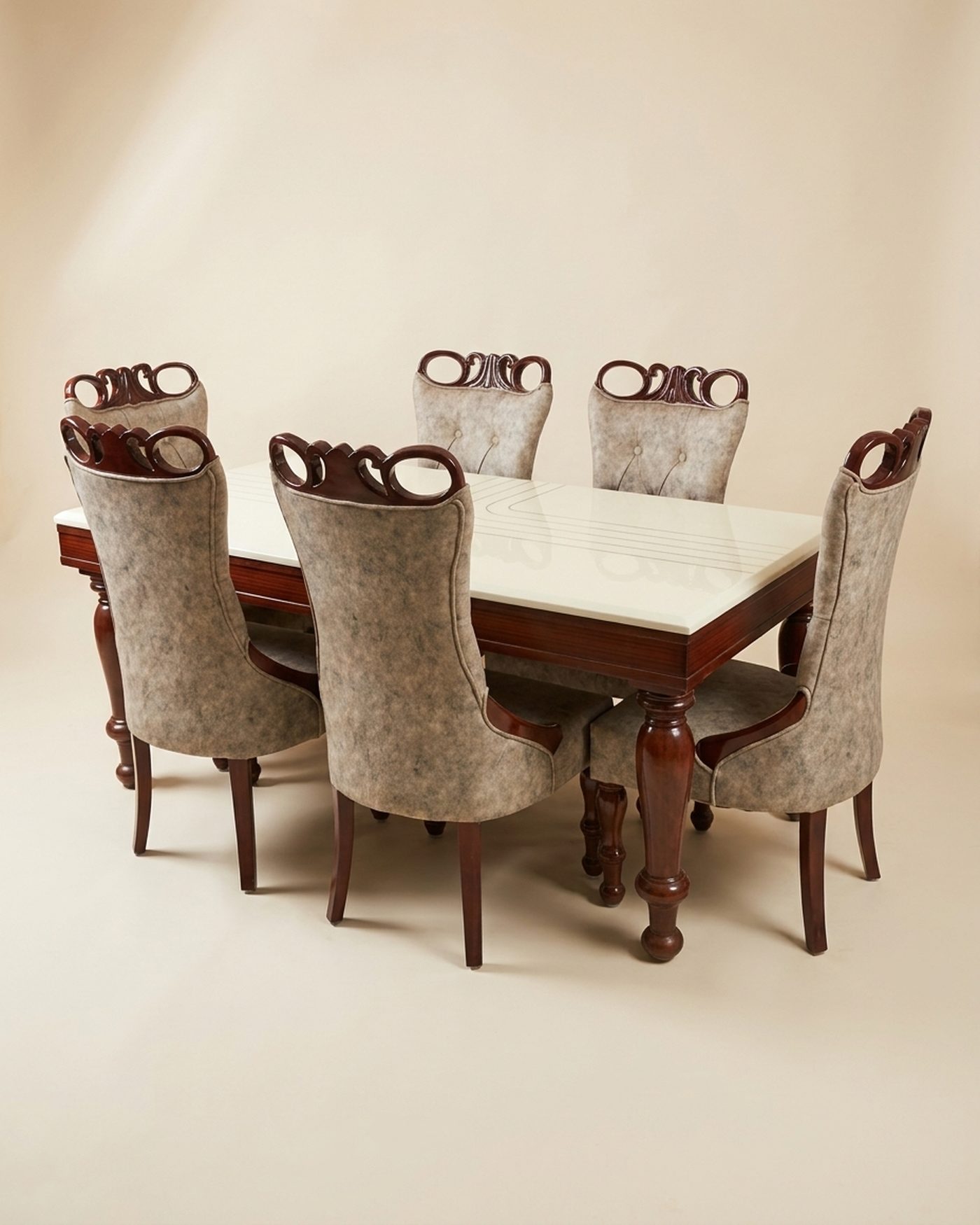 Victoria carved dining set, studio photo