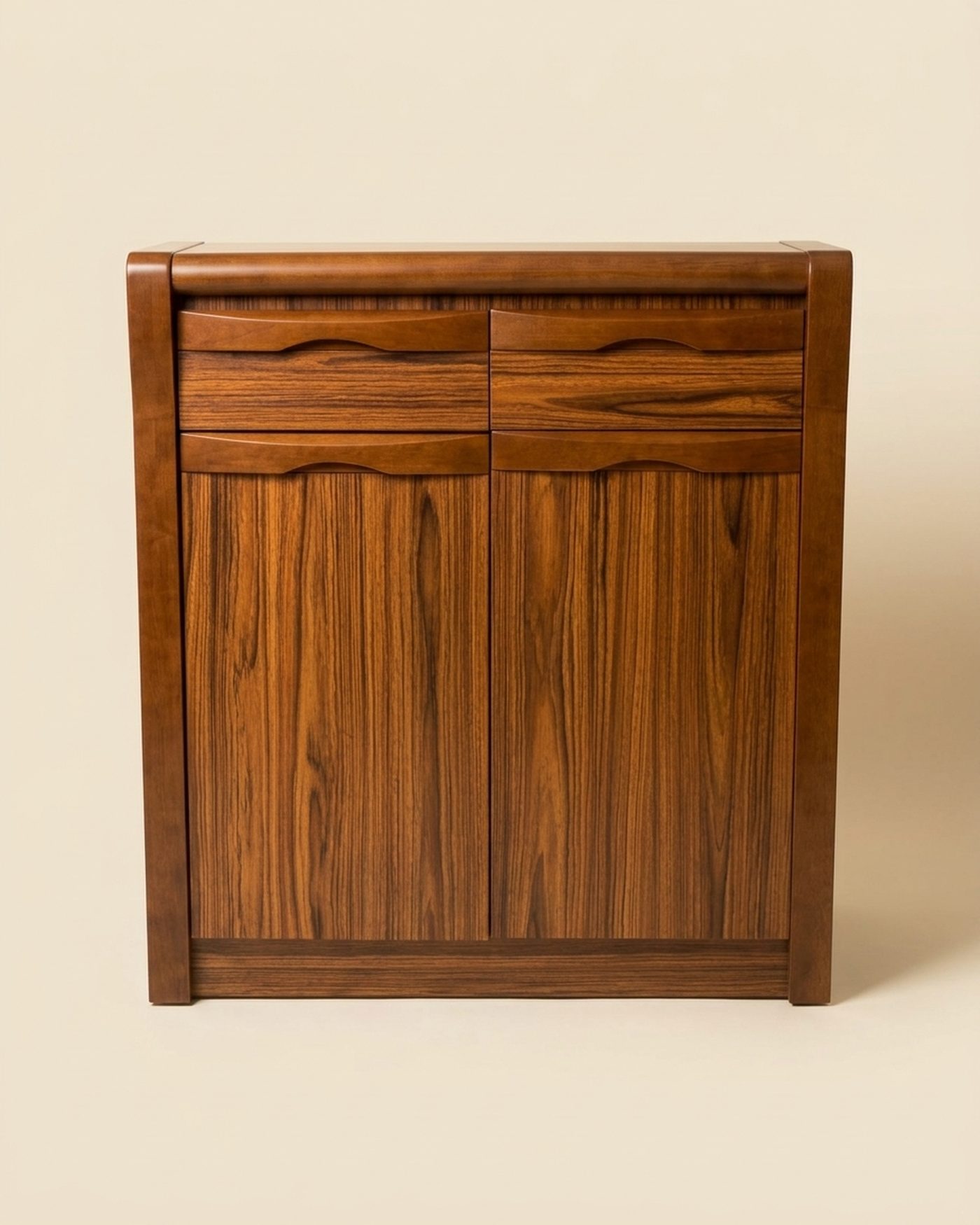 Walnut shoe cabinet, studio photo