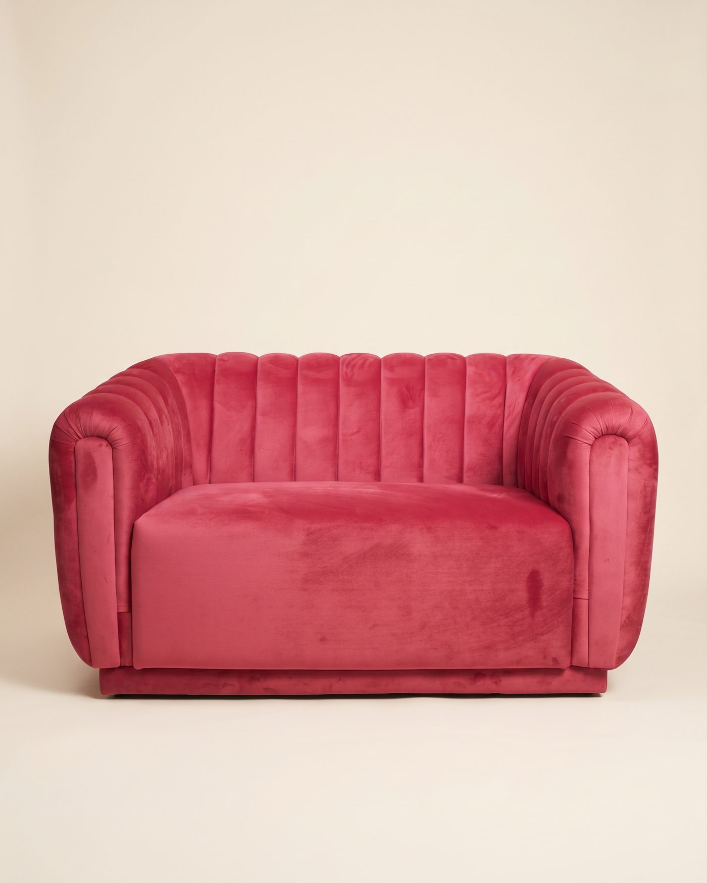 Scallop channel loveseat, studio photo