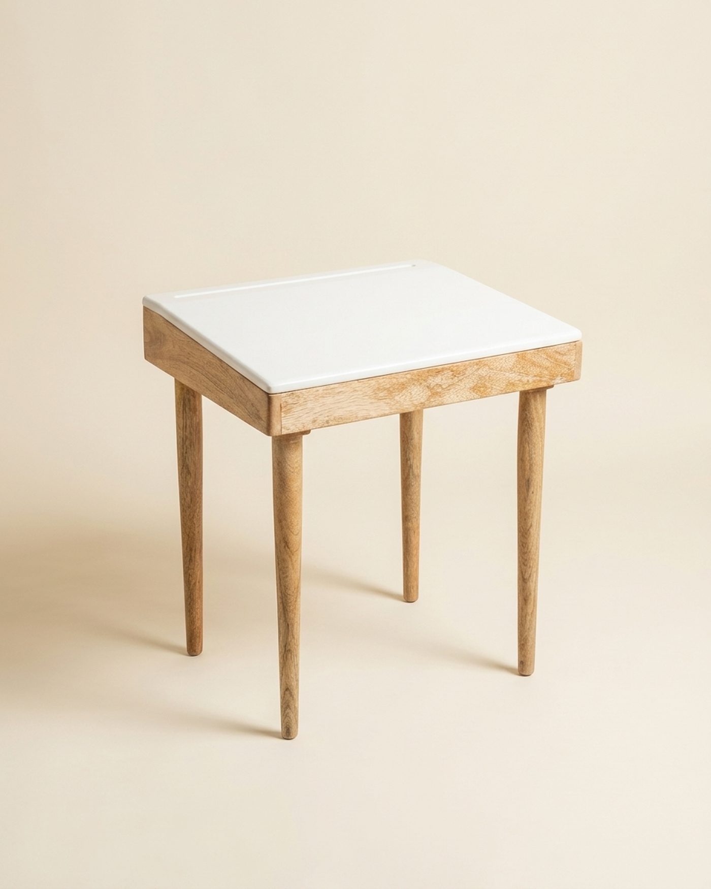 Alba marble side table, studio photo