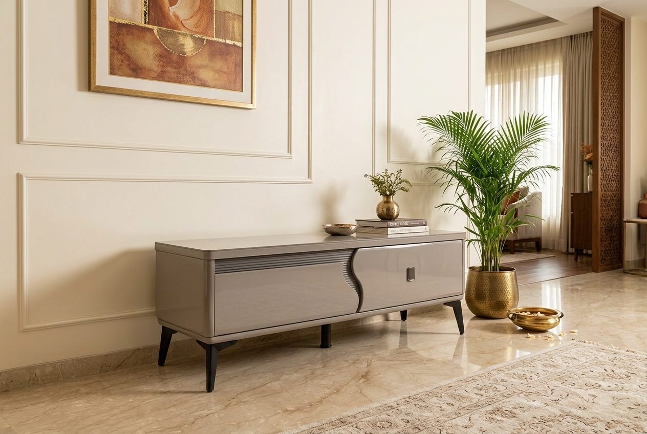 Arc media unit in a styled room