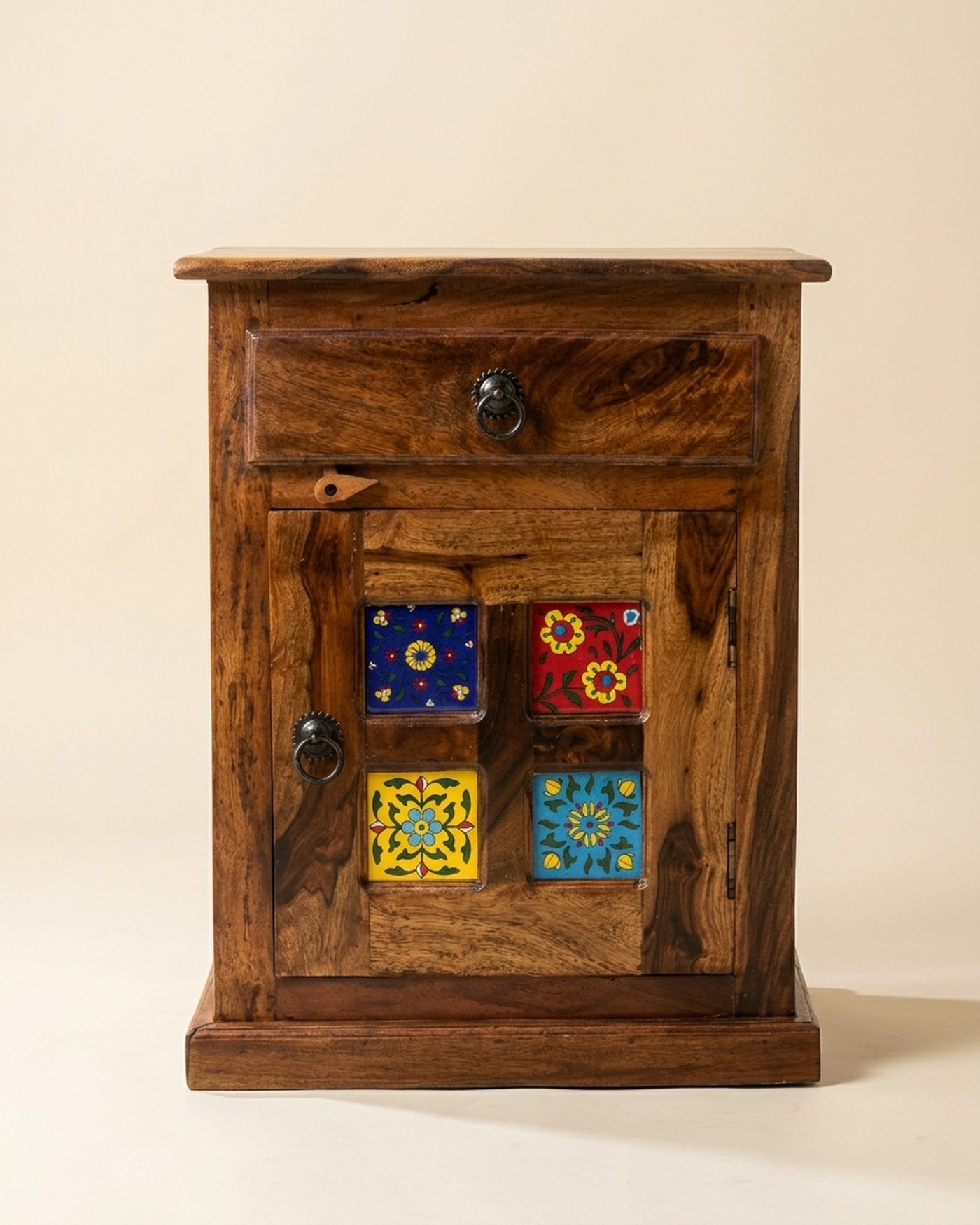 Azul tile bedside cabinet, studio photo
