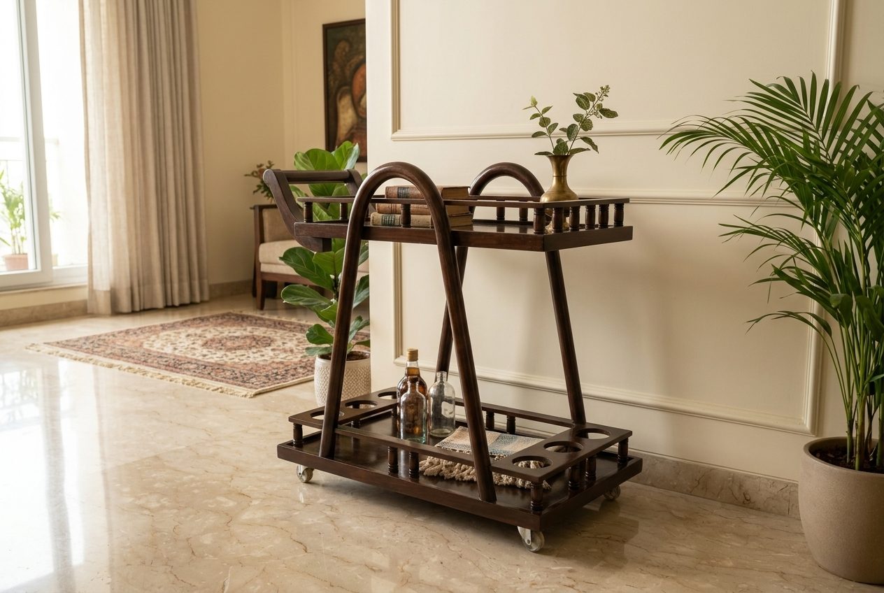 Barkeep bar trolley in a styled room