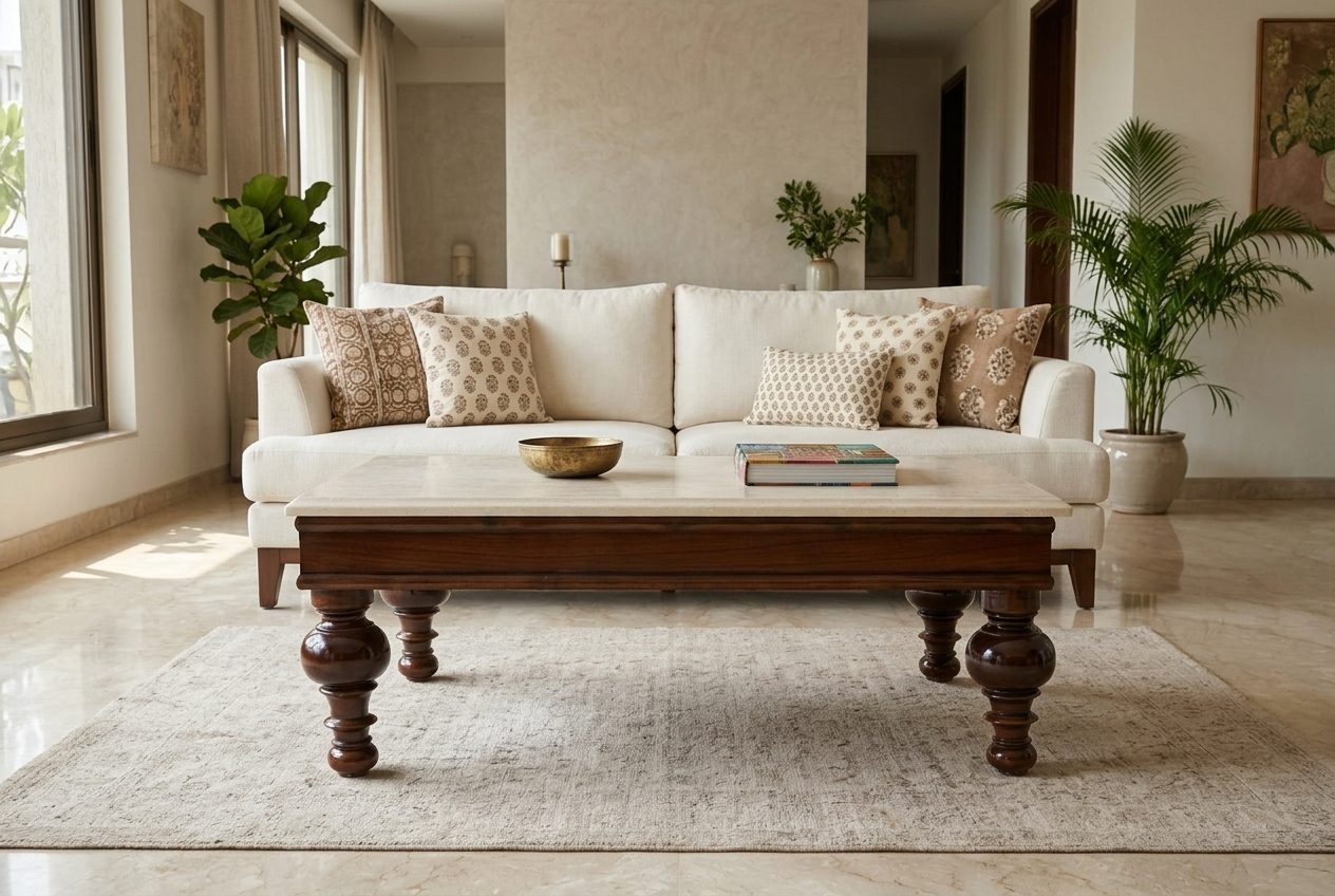 Bobbin turned-leg coffee table in a styled room