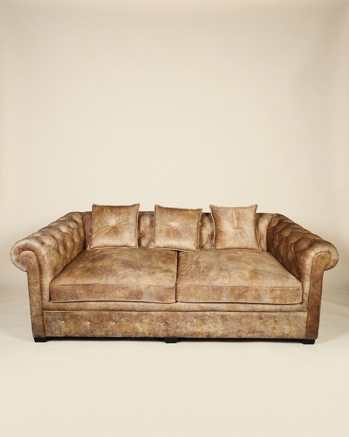 Bronze chesterfield loveseat, view 3