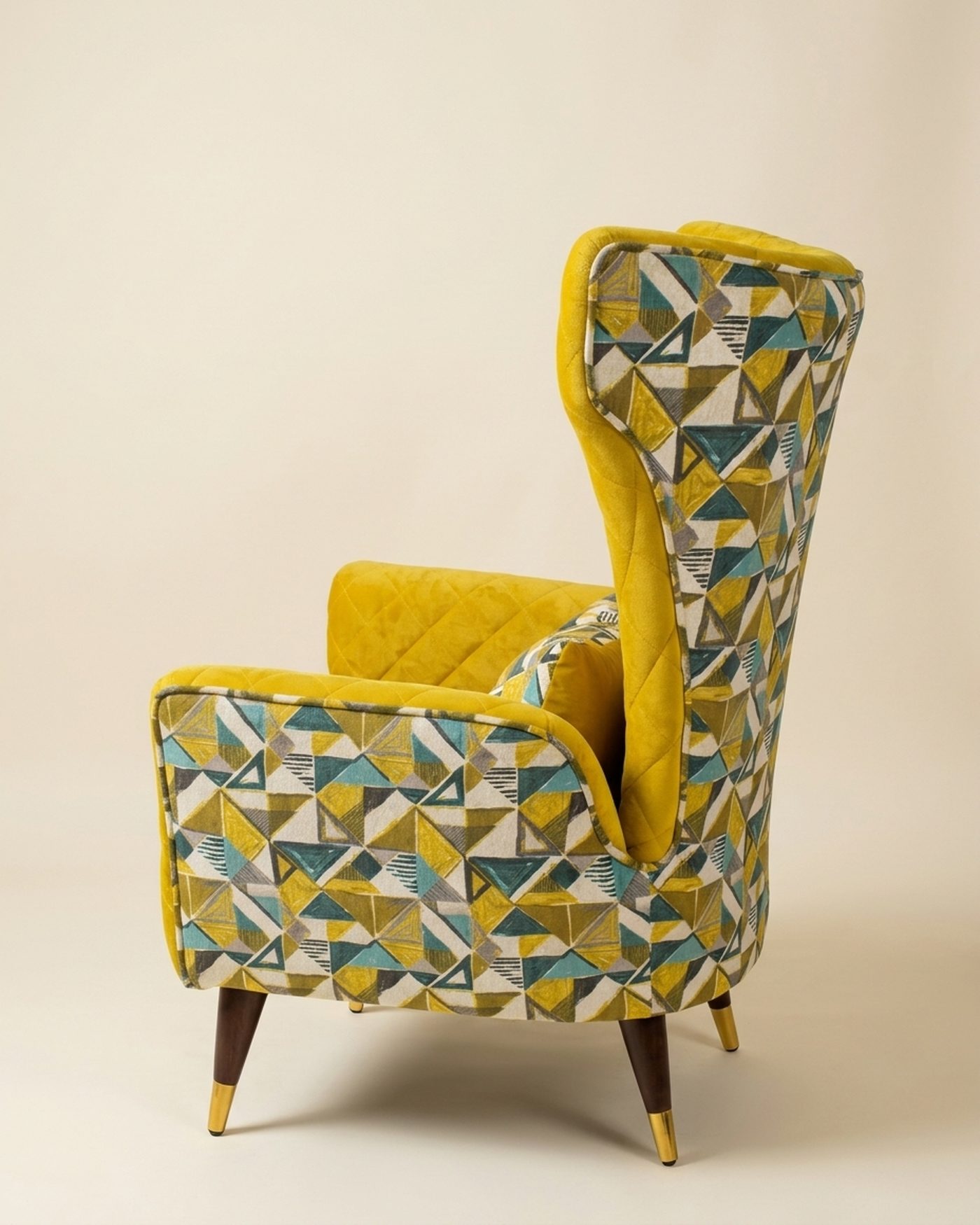 Canary quilted wingback, view 2