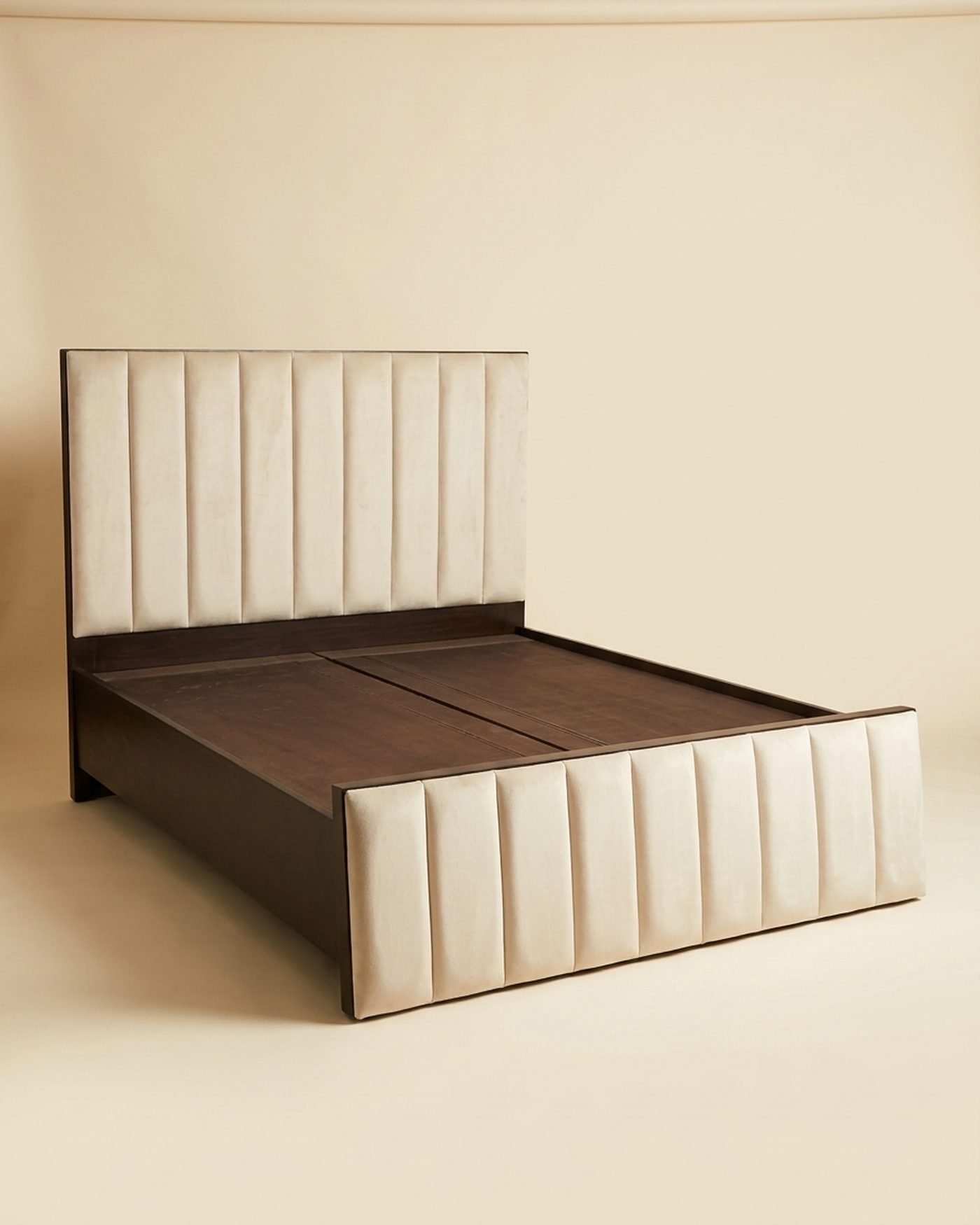 Channel upholstered bed, view 3