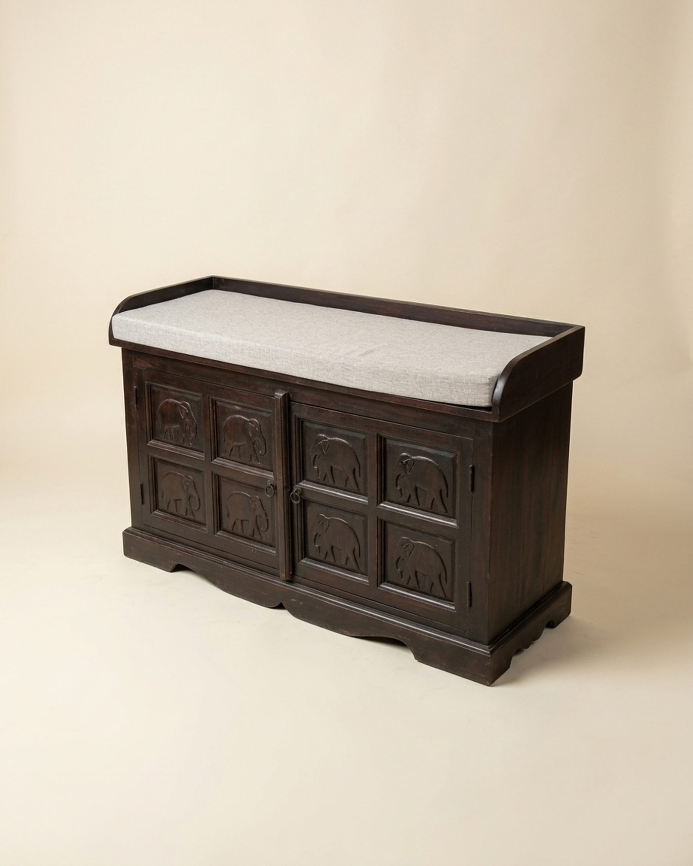 Chest carved storage bench, view 2