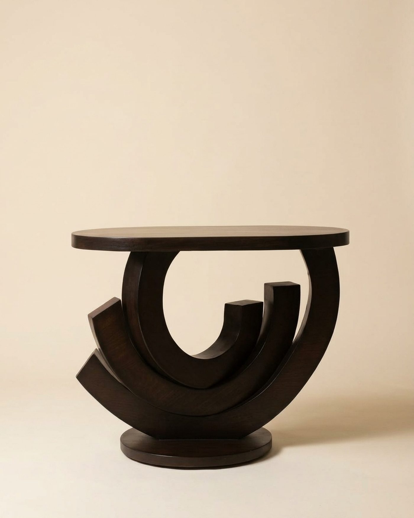 Crescent sculpted side table, studio photo