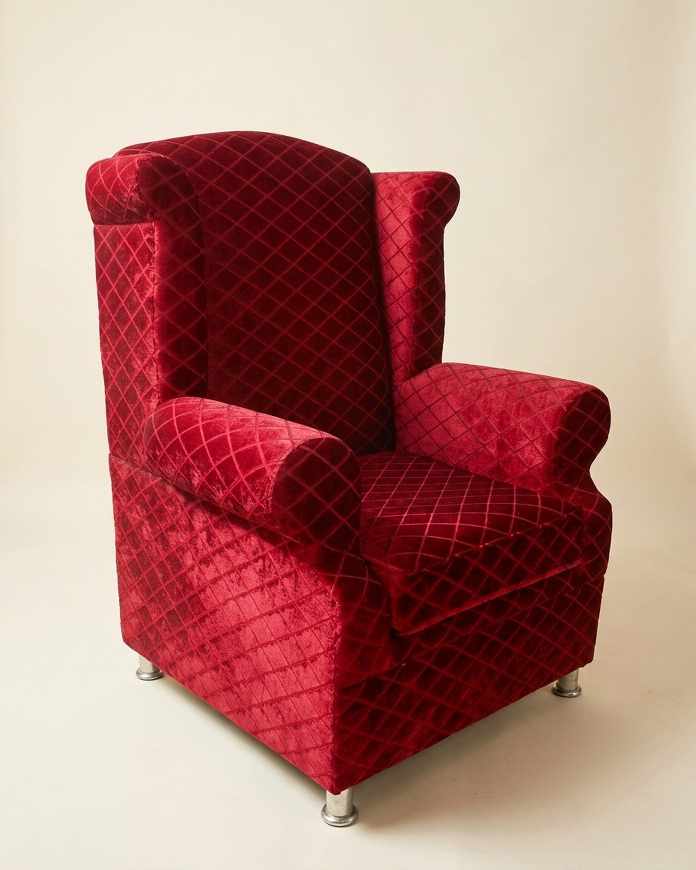 Crimson wingback chair, view 2