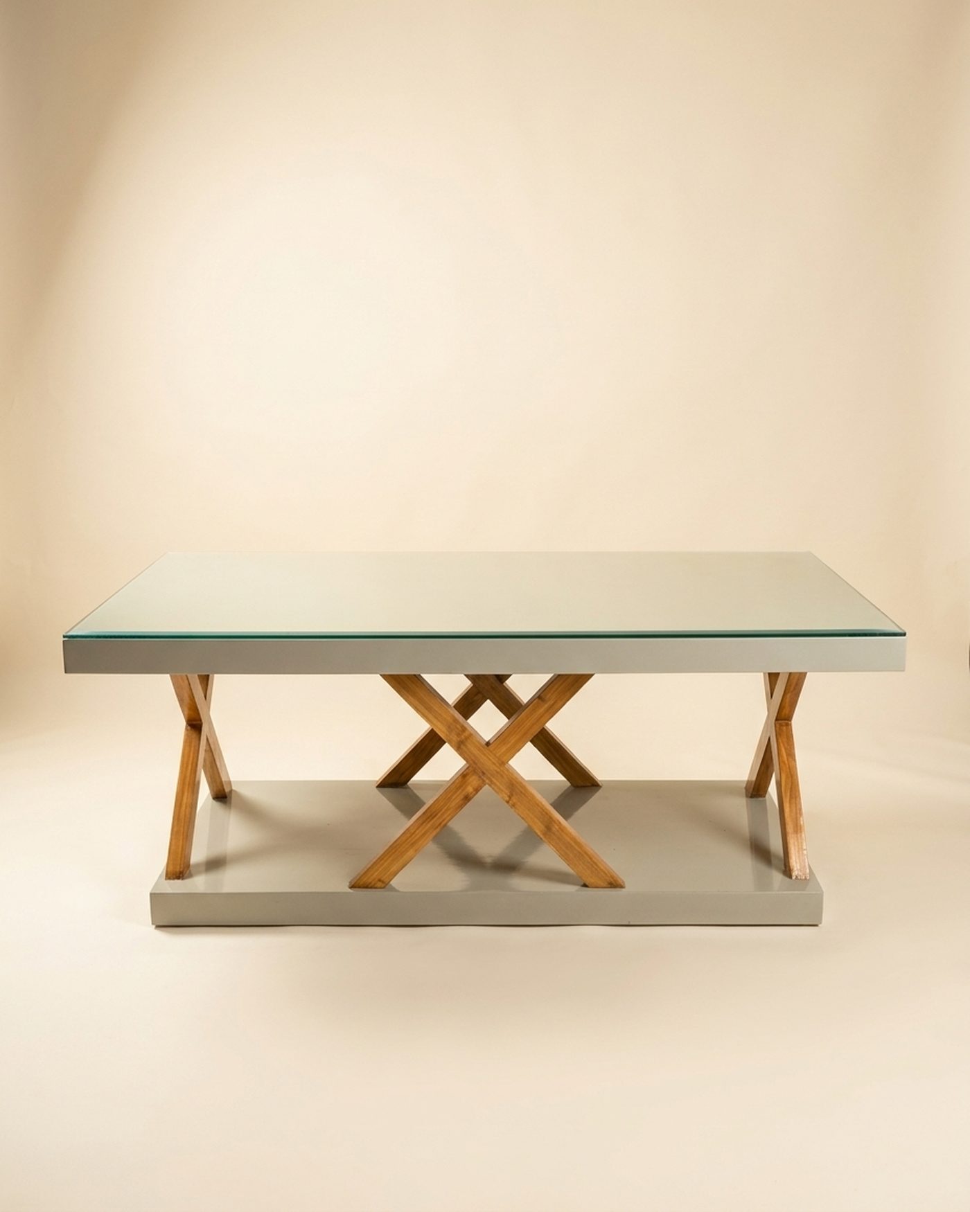 Cross glass-top dining table, view 3