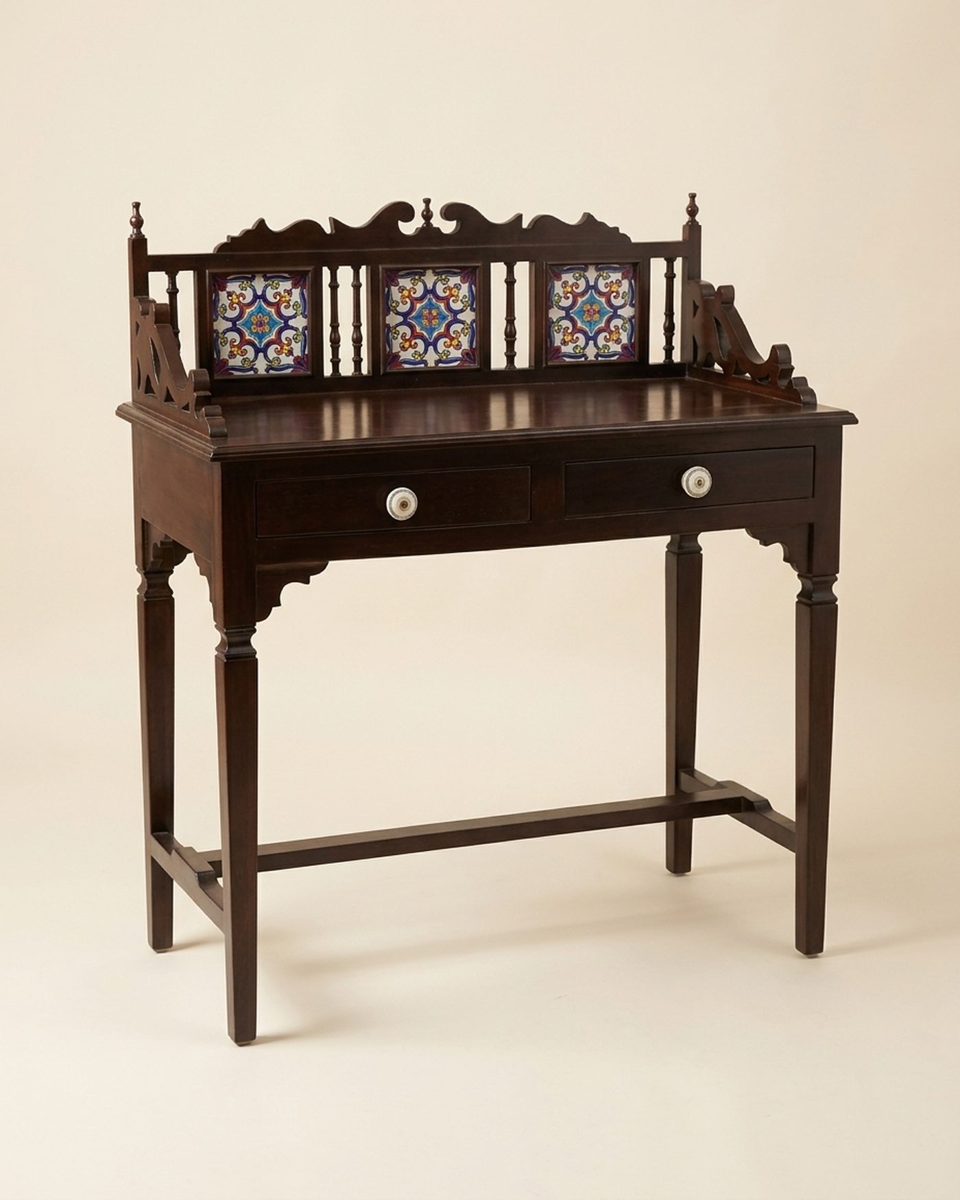 Darbar tile-crest writing desk, studio photo