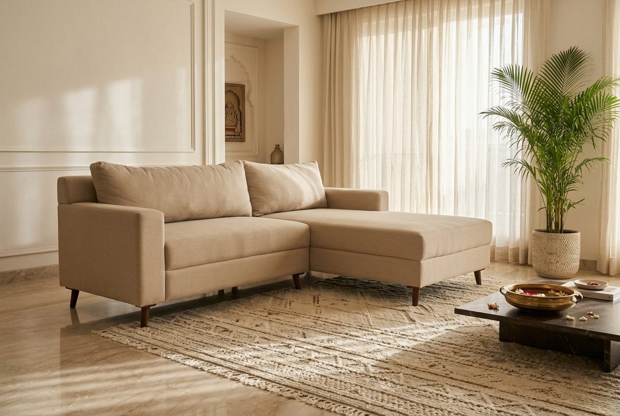 Dune chaise sectional in a styled room
