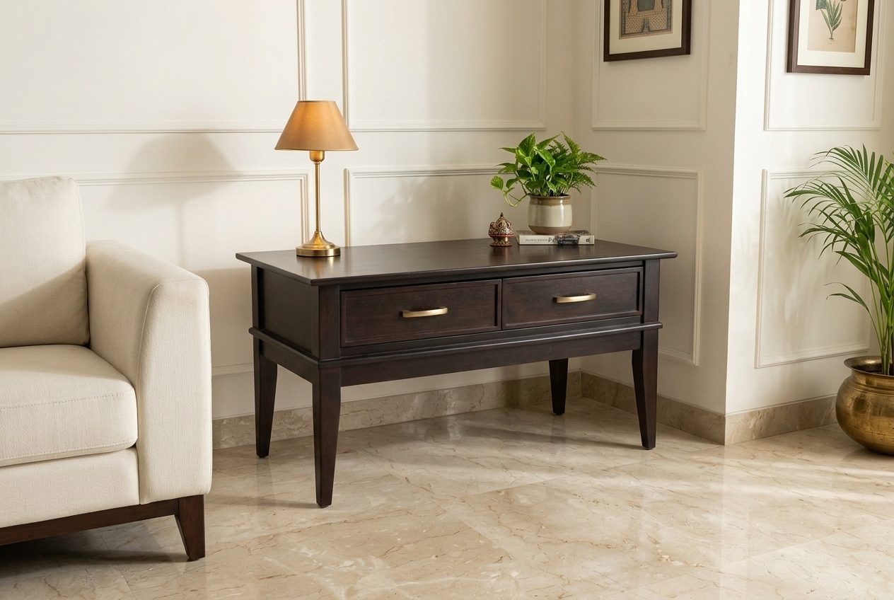 Ebony console table in a styled room