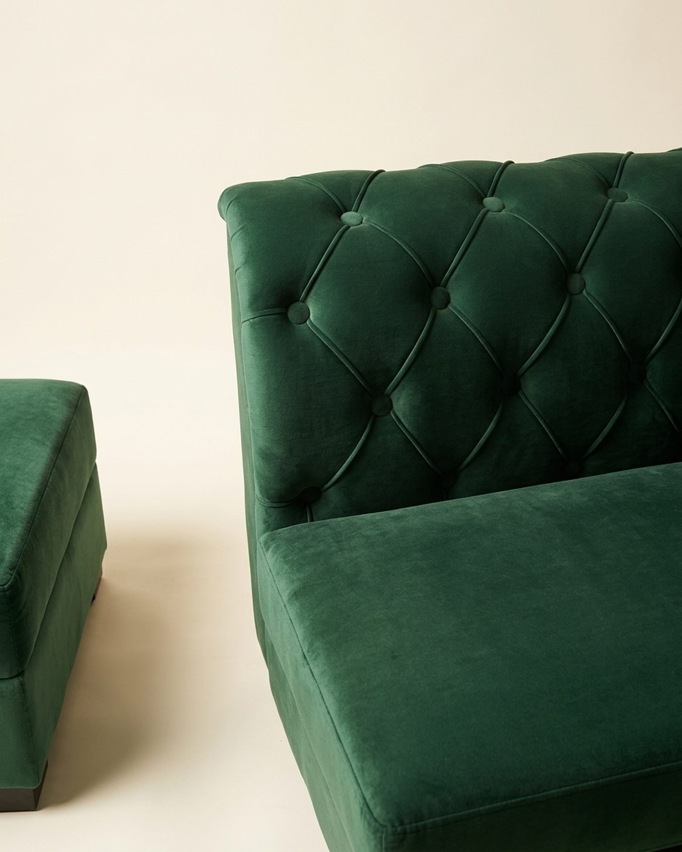 Forest velvet sectional with ottomans, view 3