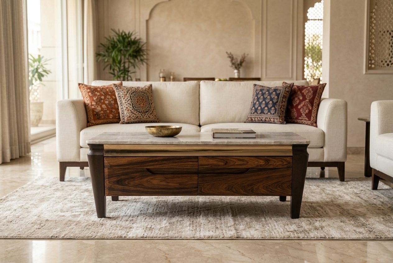 Grain coffee table in a styled room