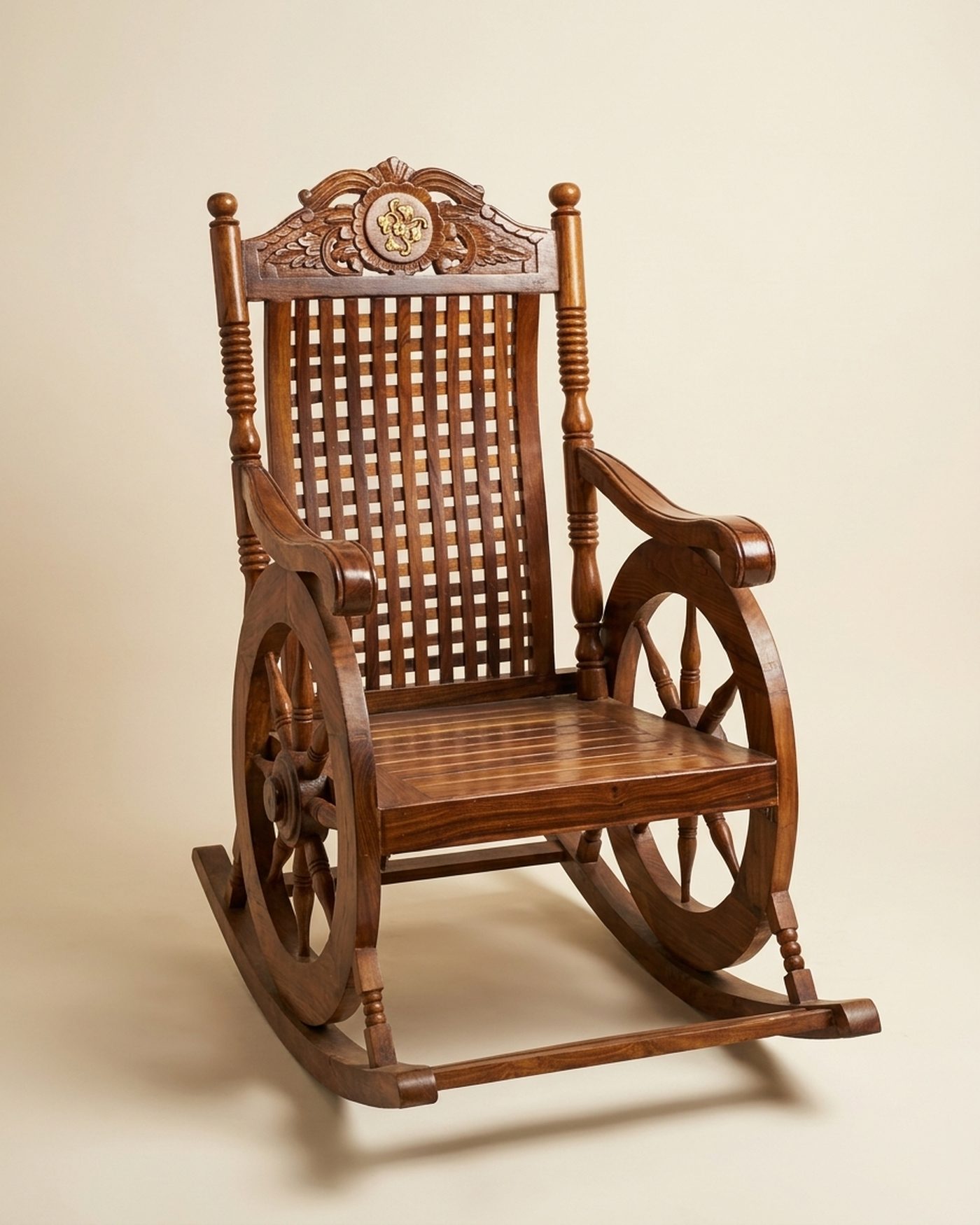 Heritage carved rocking chair, studio photo