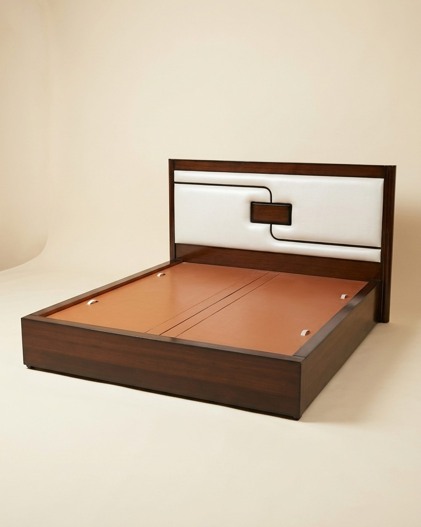 Ivory Frame upholstered bed, studio photo