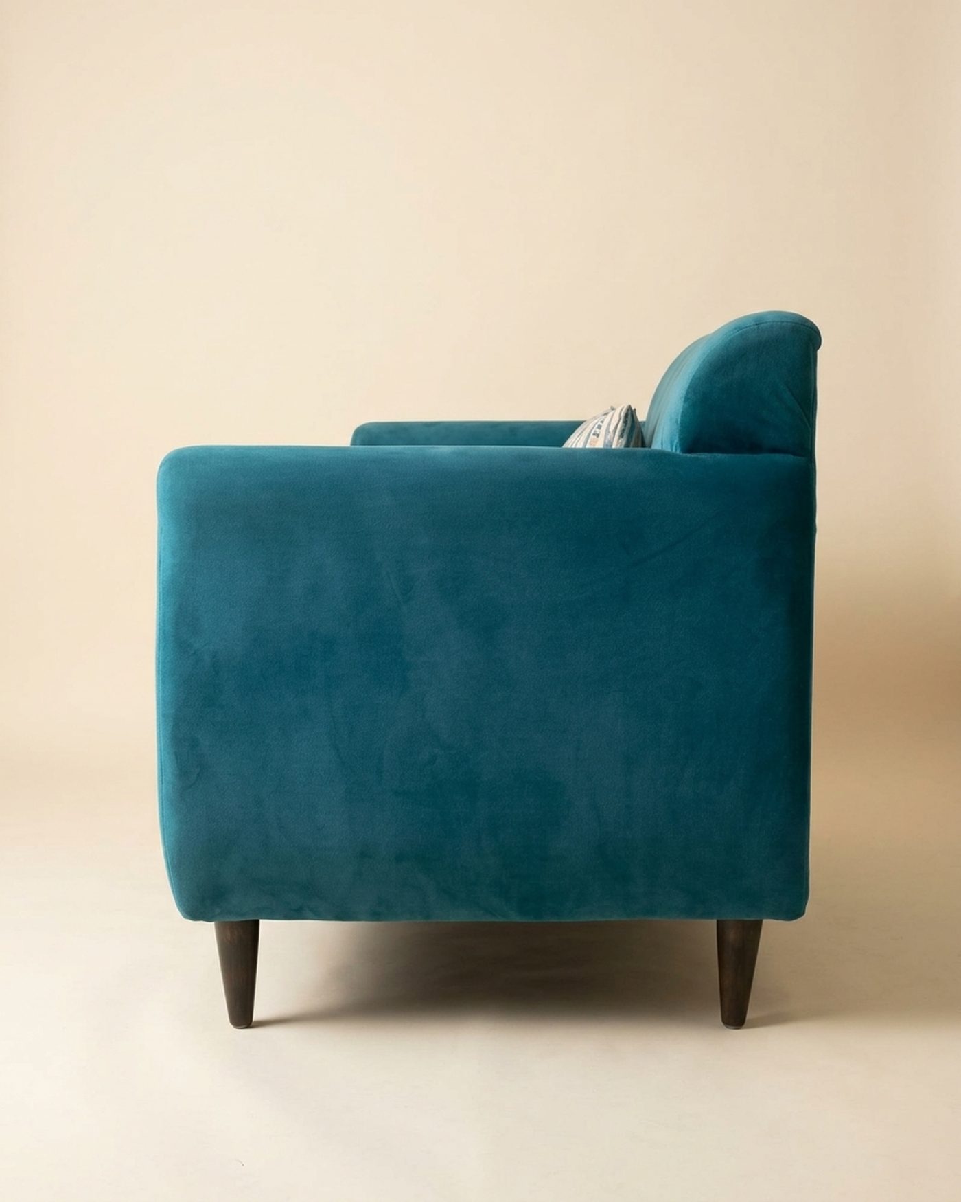 Lagoon velvet armchair, studio photo