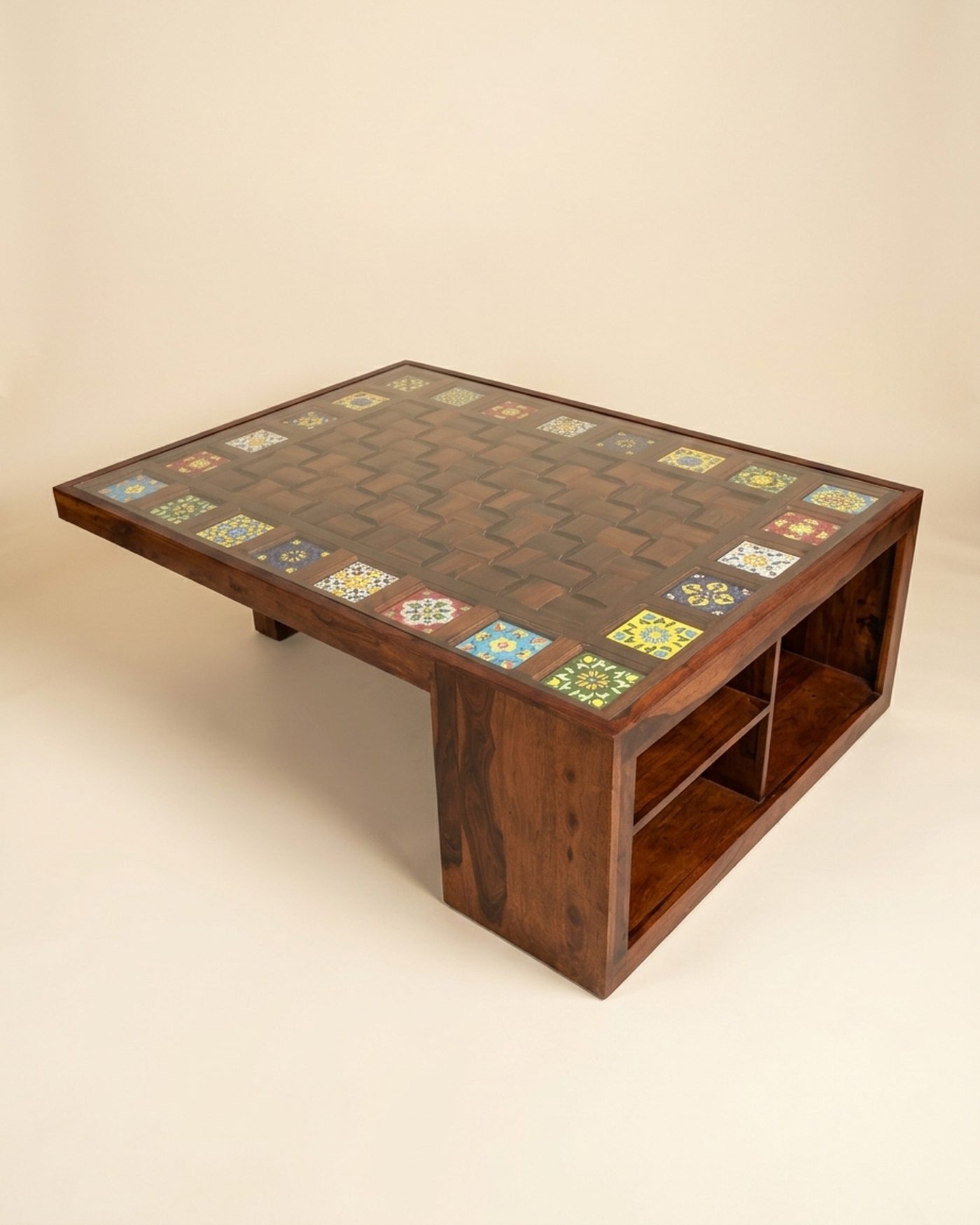 Majolica tile coffee table, view 3