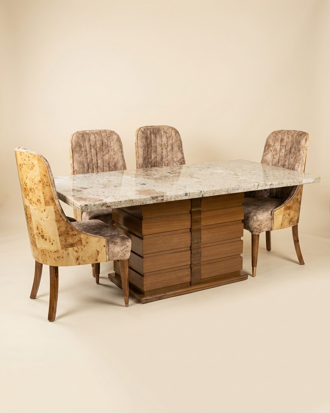 Marble Six marble dining set, studio photo