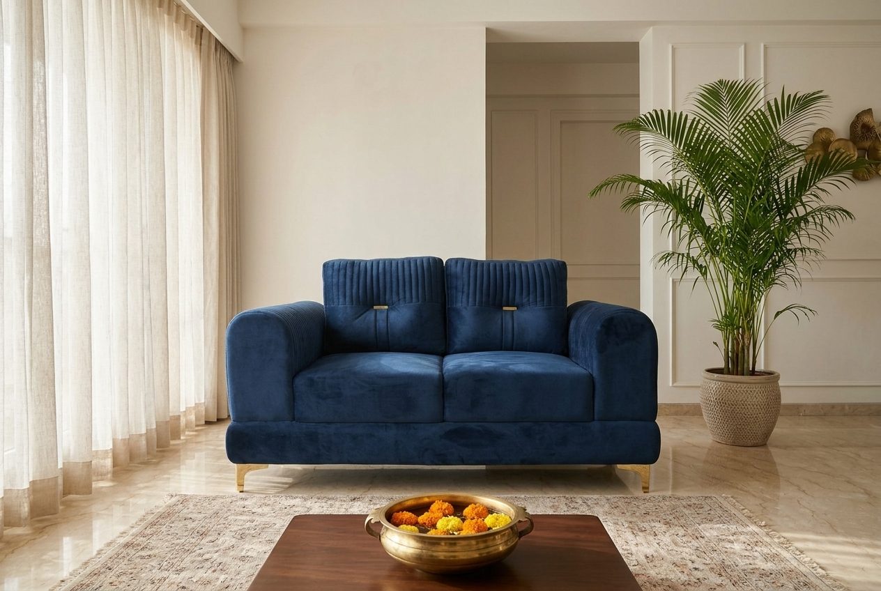 Midnight two-seat sofa in a styled room