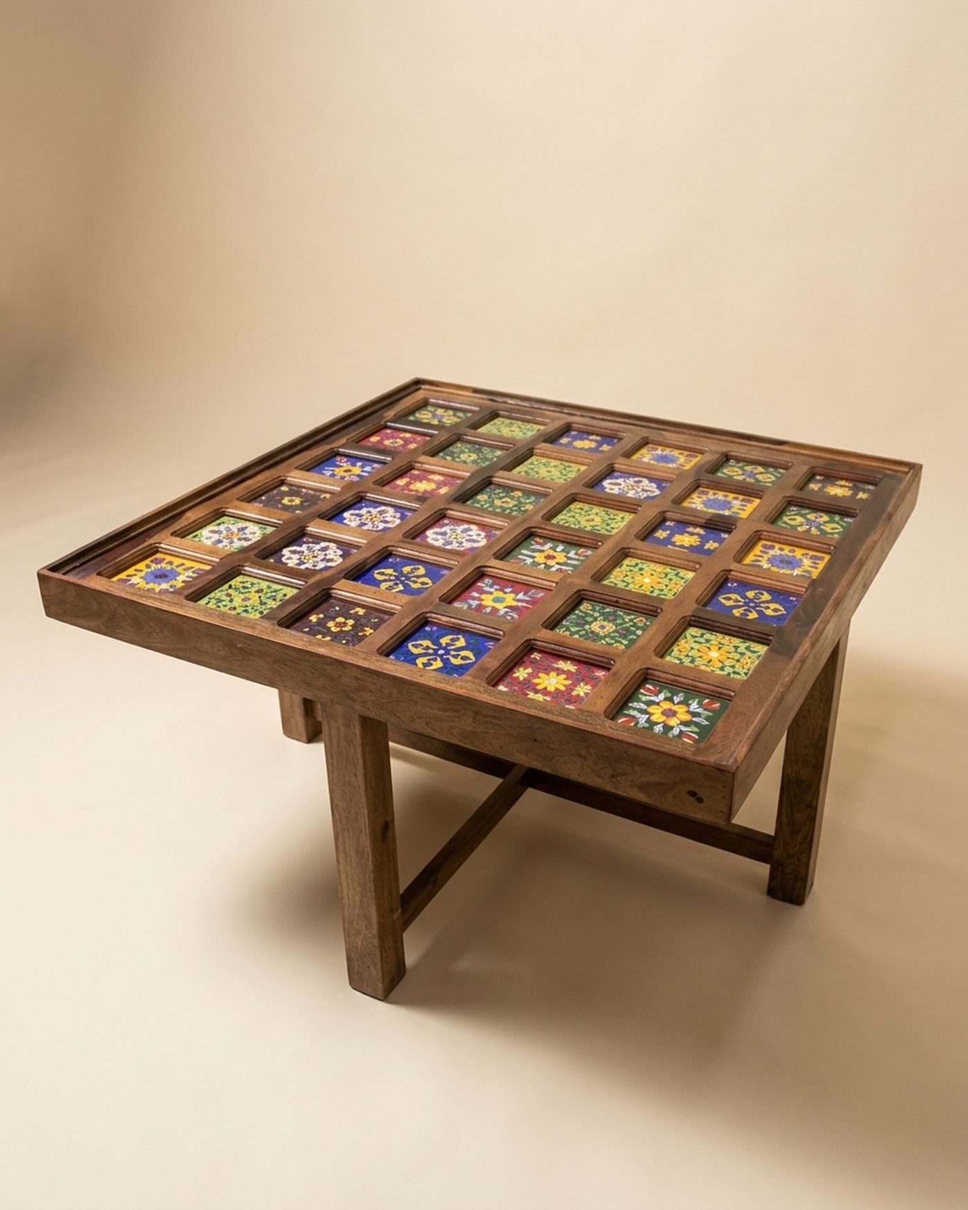 Mosaic tile-top coffee table set, view 2