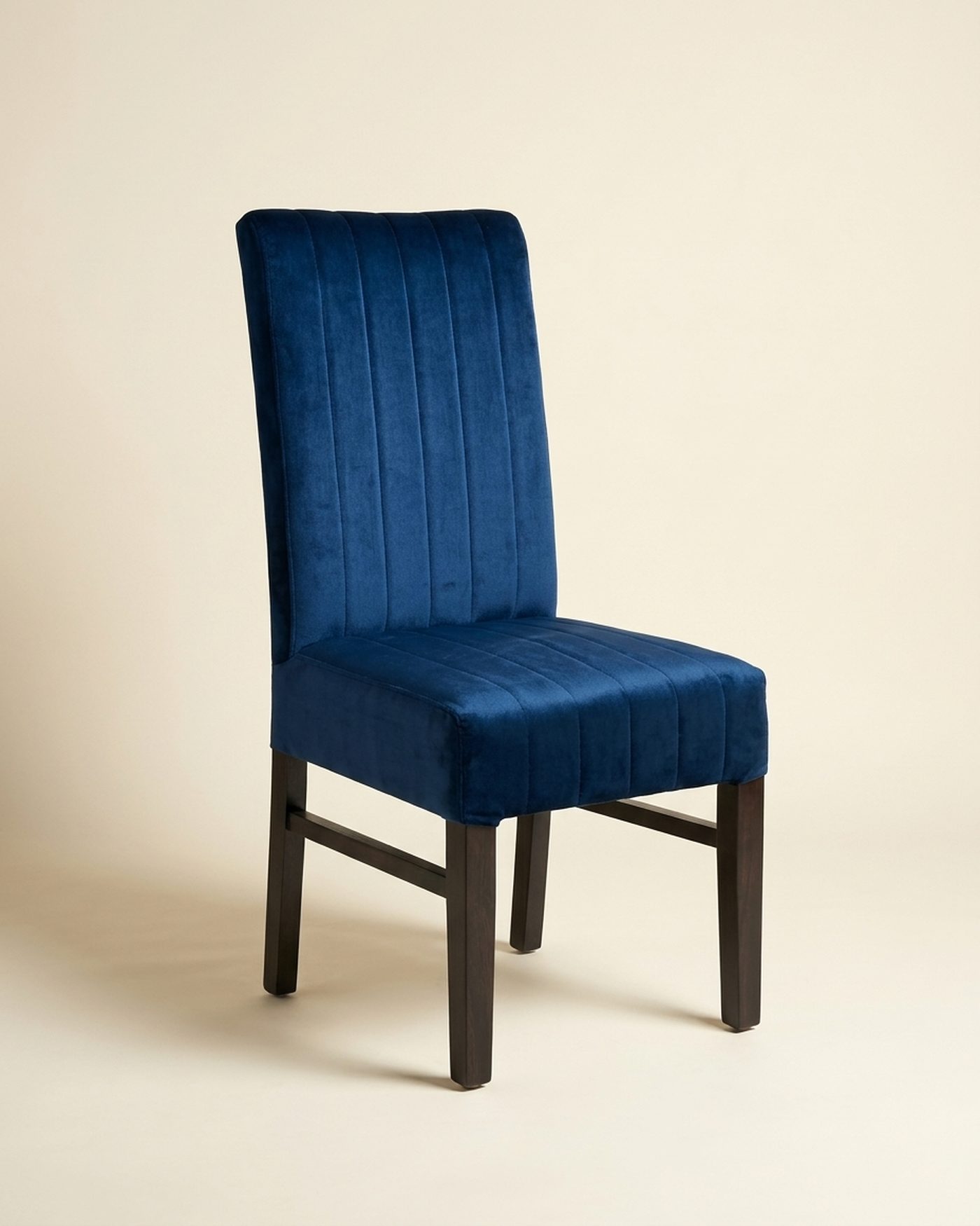 Navy velvet dining chair, view 2