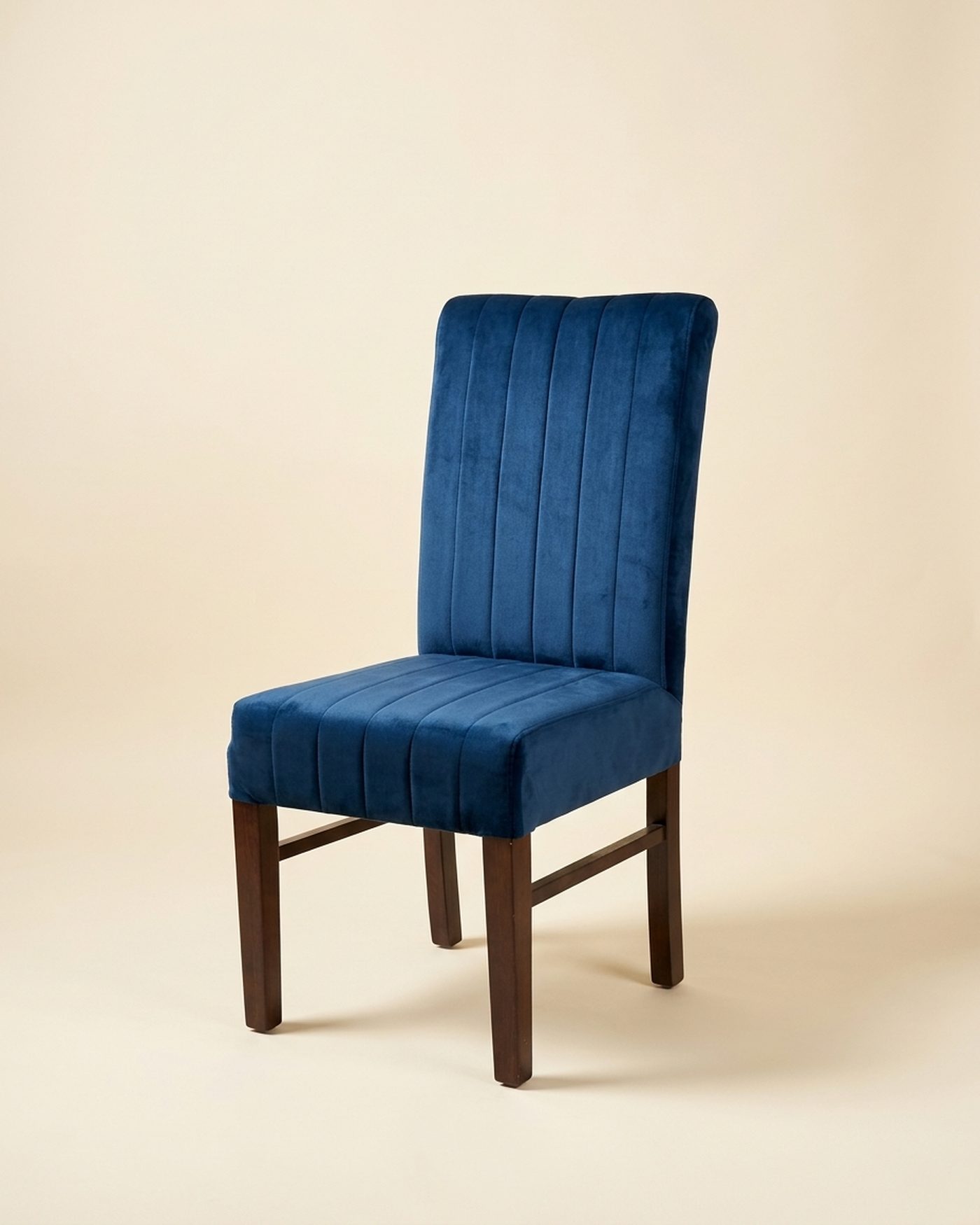 Navy velvet dining chair, view 3