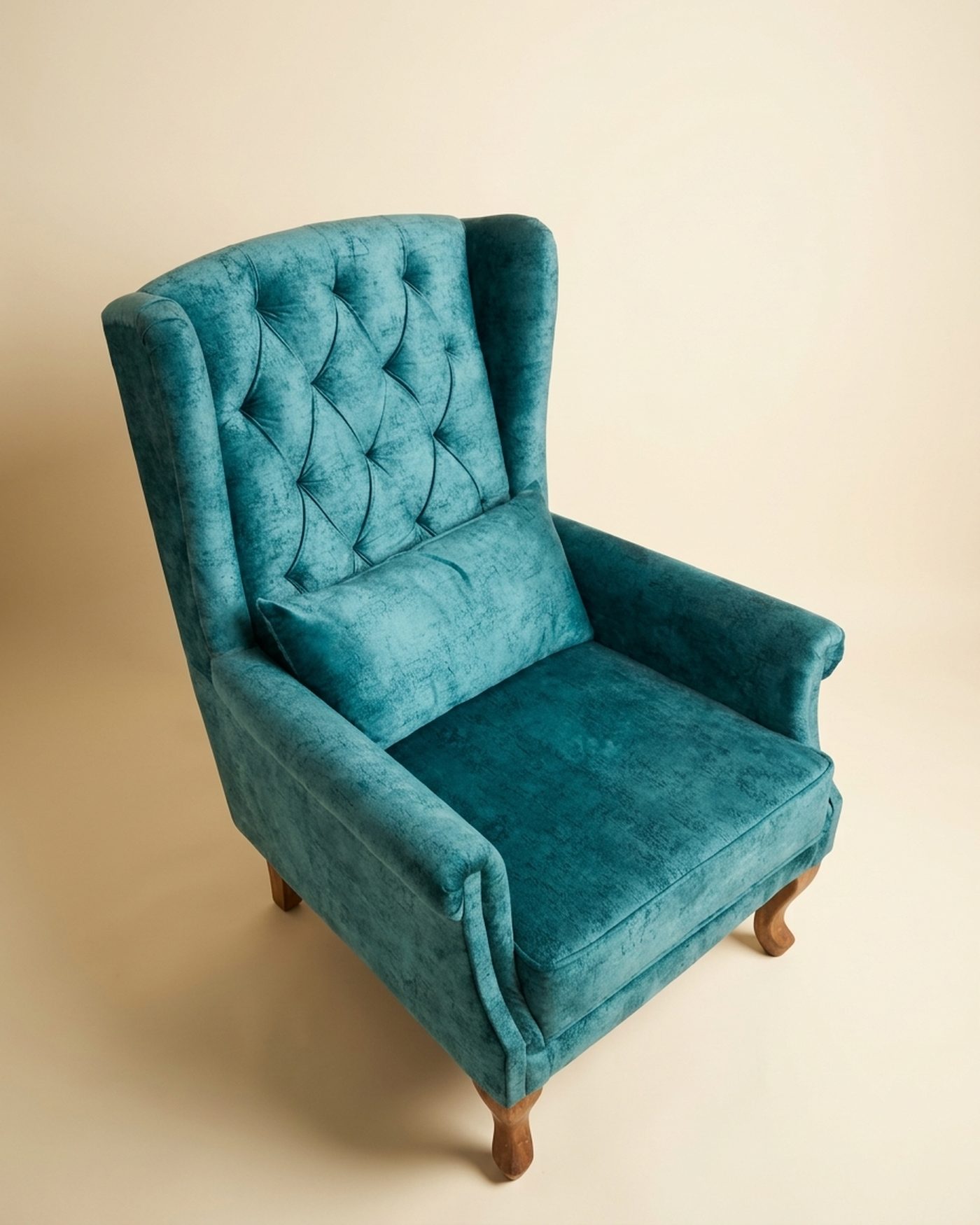 Peacock tufted wingback, view 3