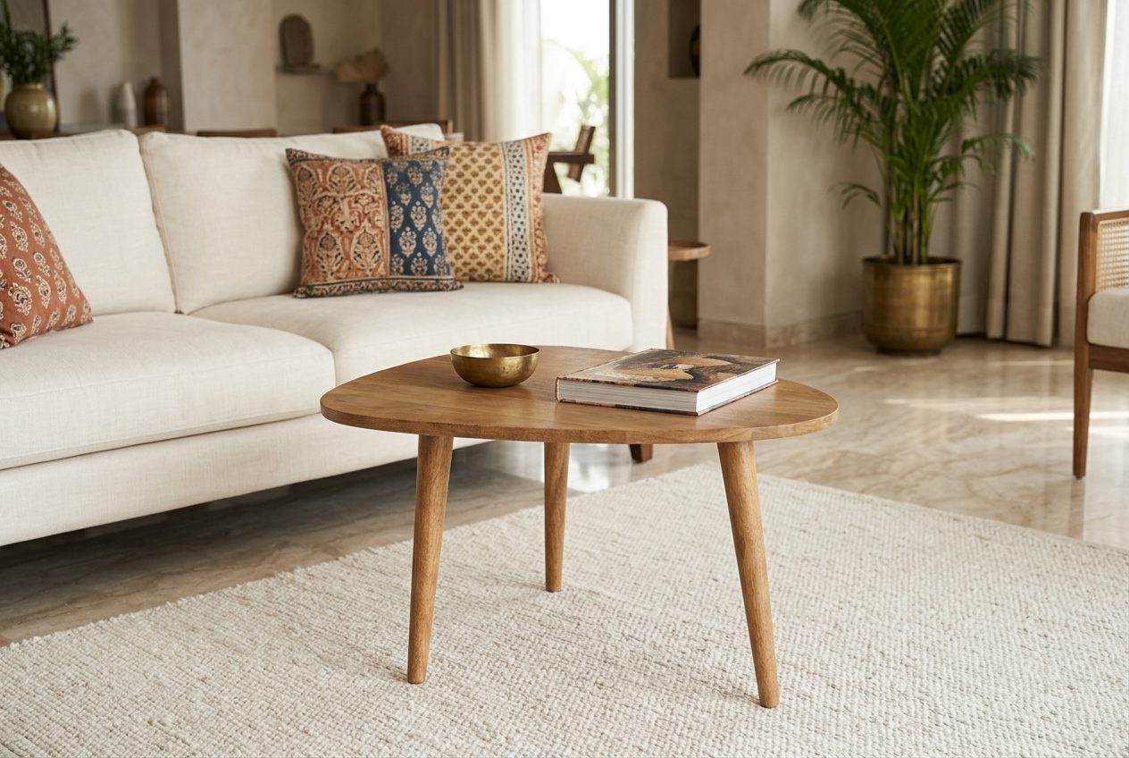 Pebble coffee table in a styled room