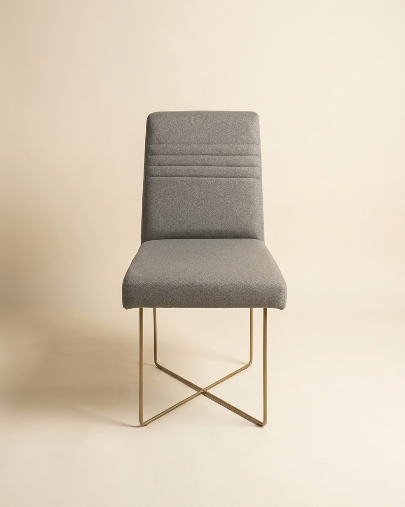 Pewter dining chair, studio photo