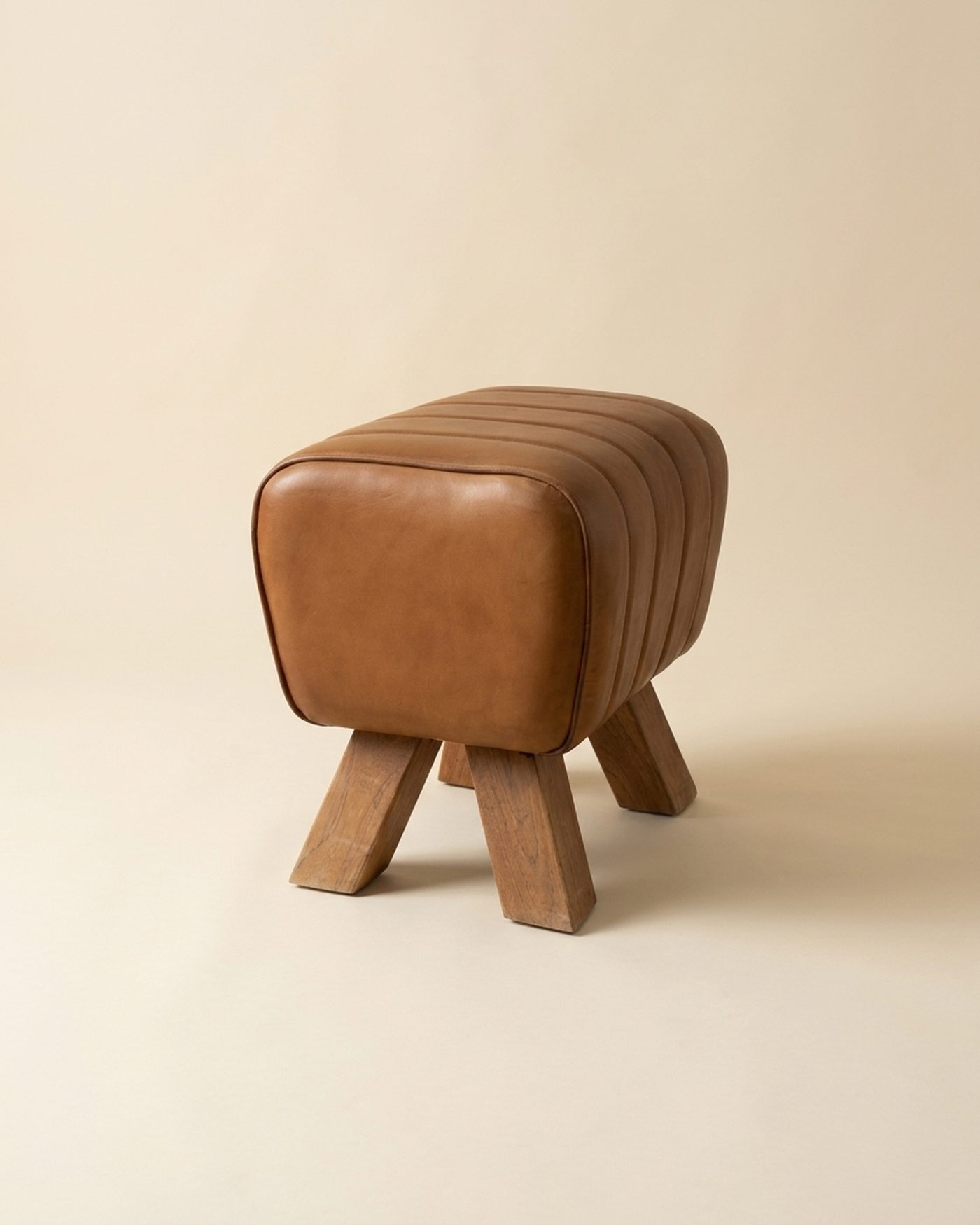 Pommel leather pouf, view 2