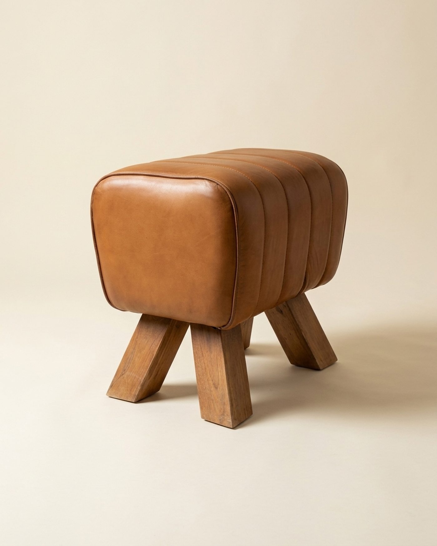 Pommel leather pouf, view 3