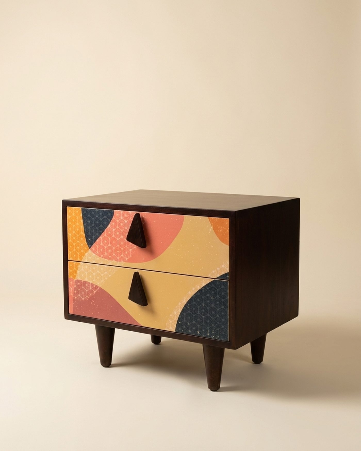 Pop printed bedside table, studio photo