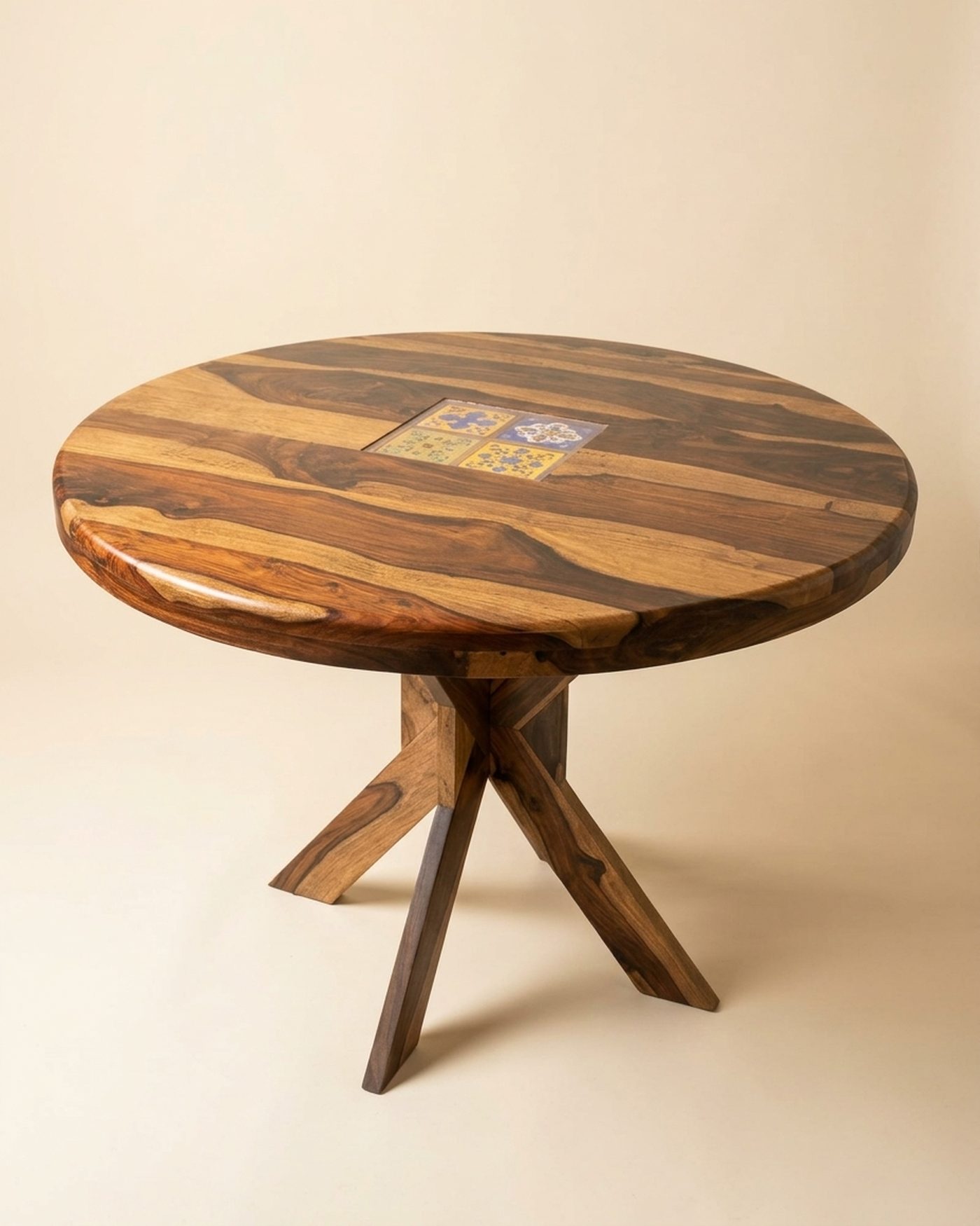 Rosewood round dining table, studio photo