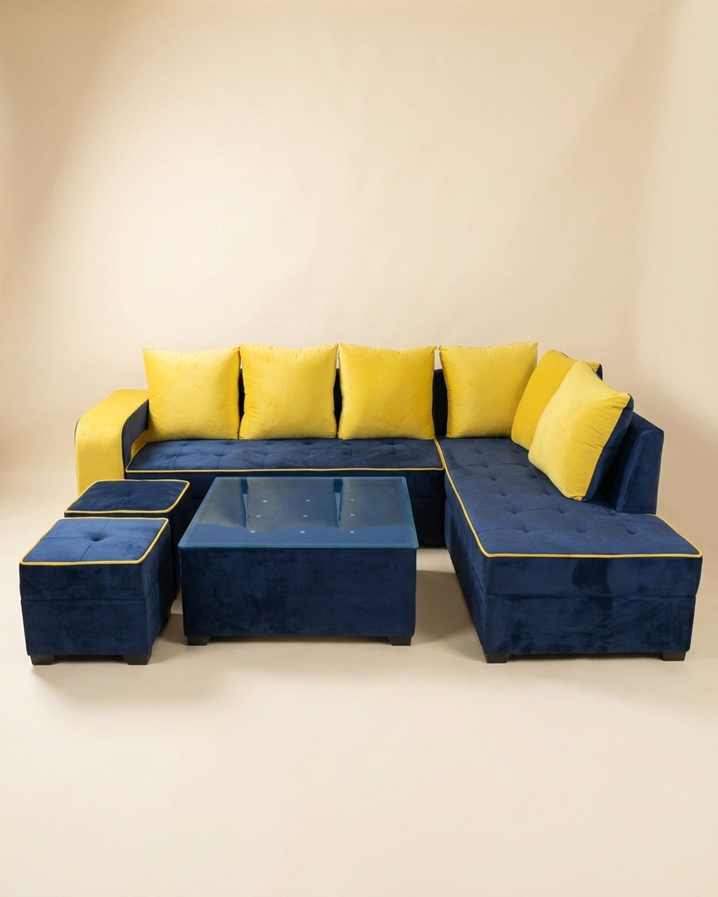 Royal sectional with ottomans, studio photo