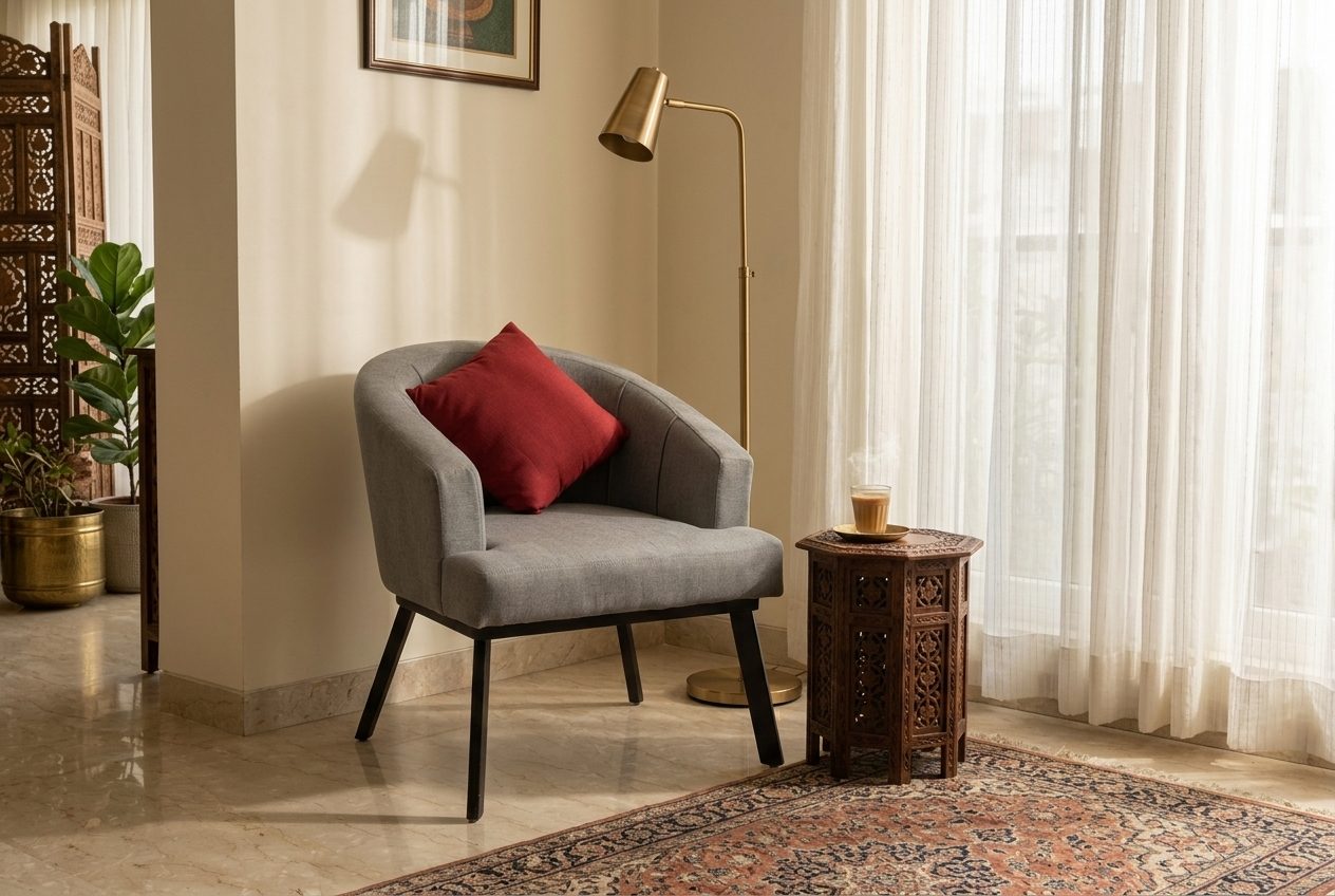 Ruby tub armchair in a styled room