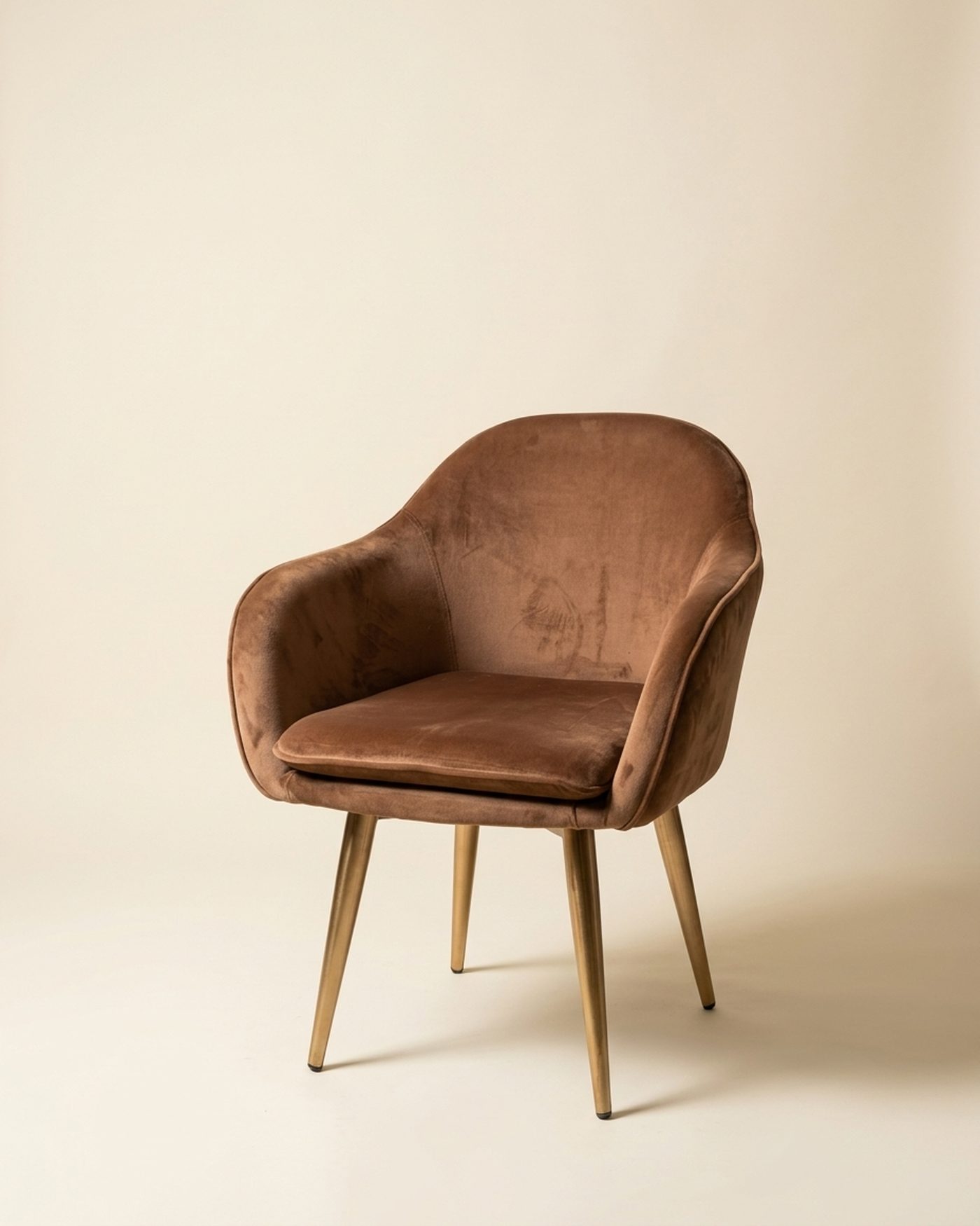 Rust velvet tub chair, view 2