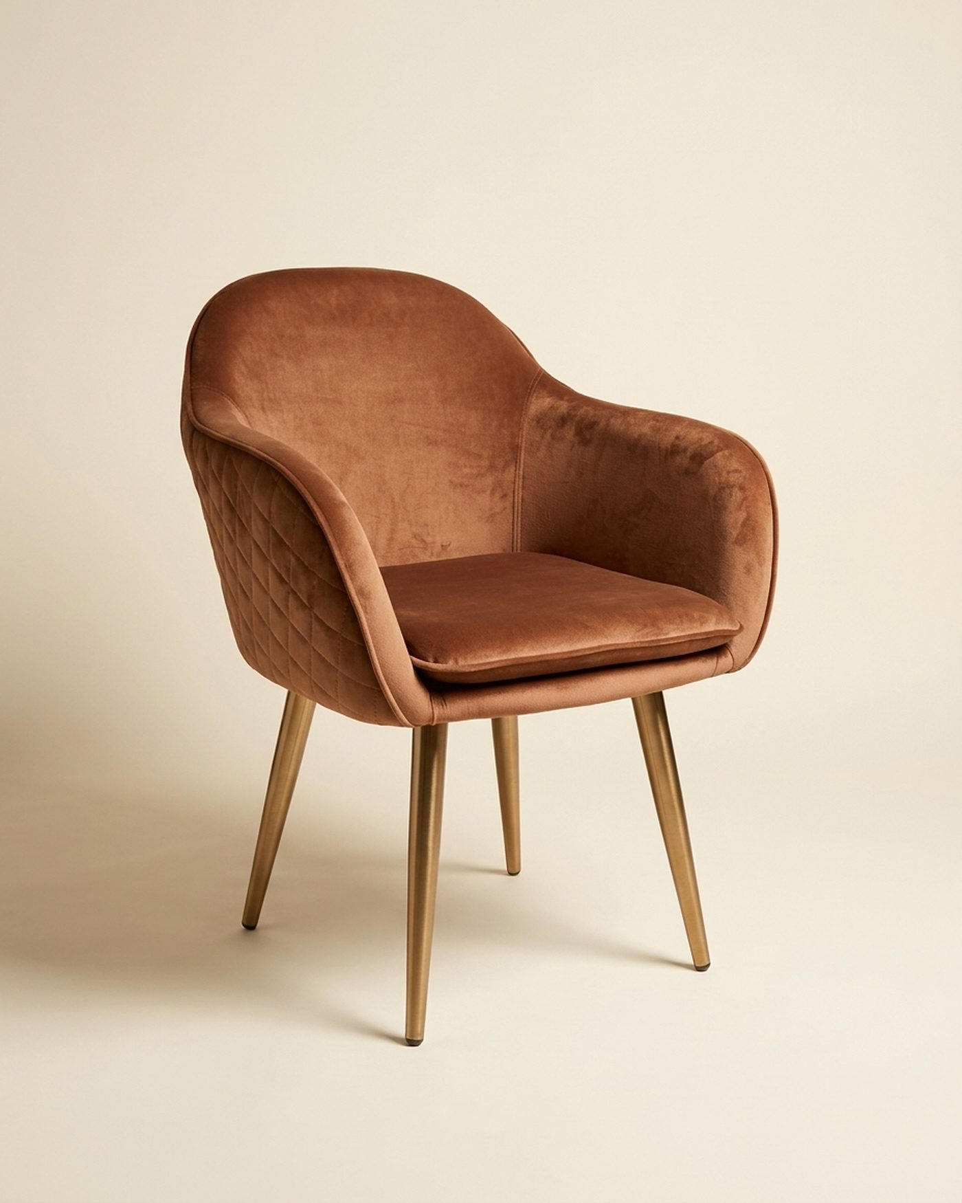 Rust velvet tub chair, view 3