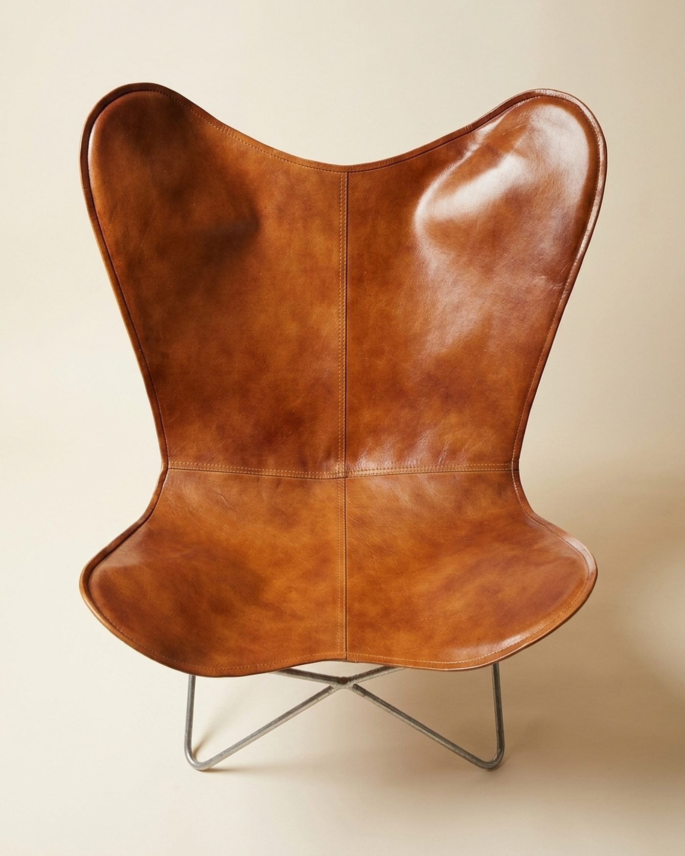 Saddle leather butterfly chair, view 2