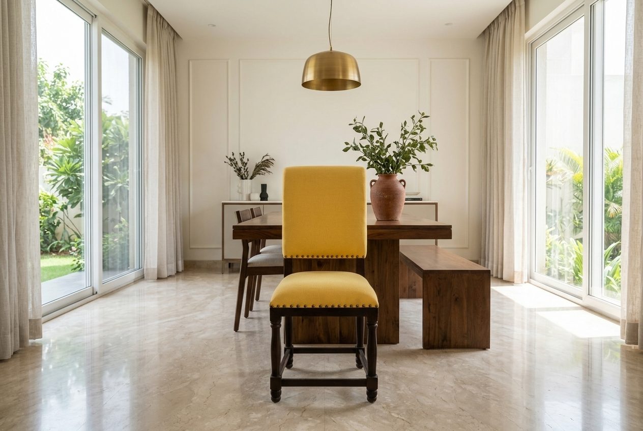 Saffron dining chair in a styled room