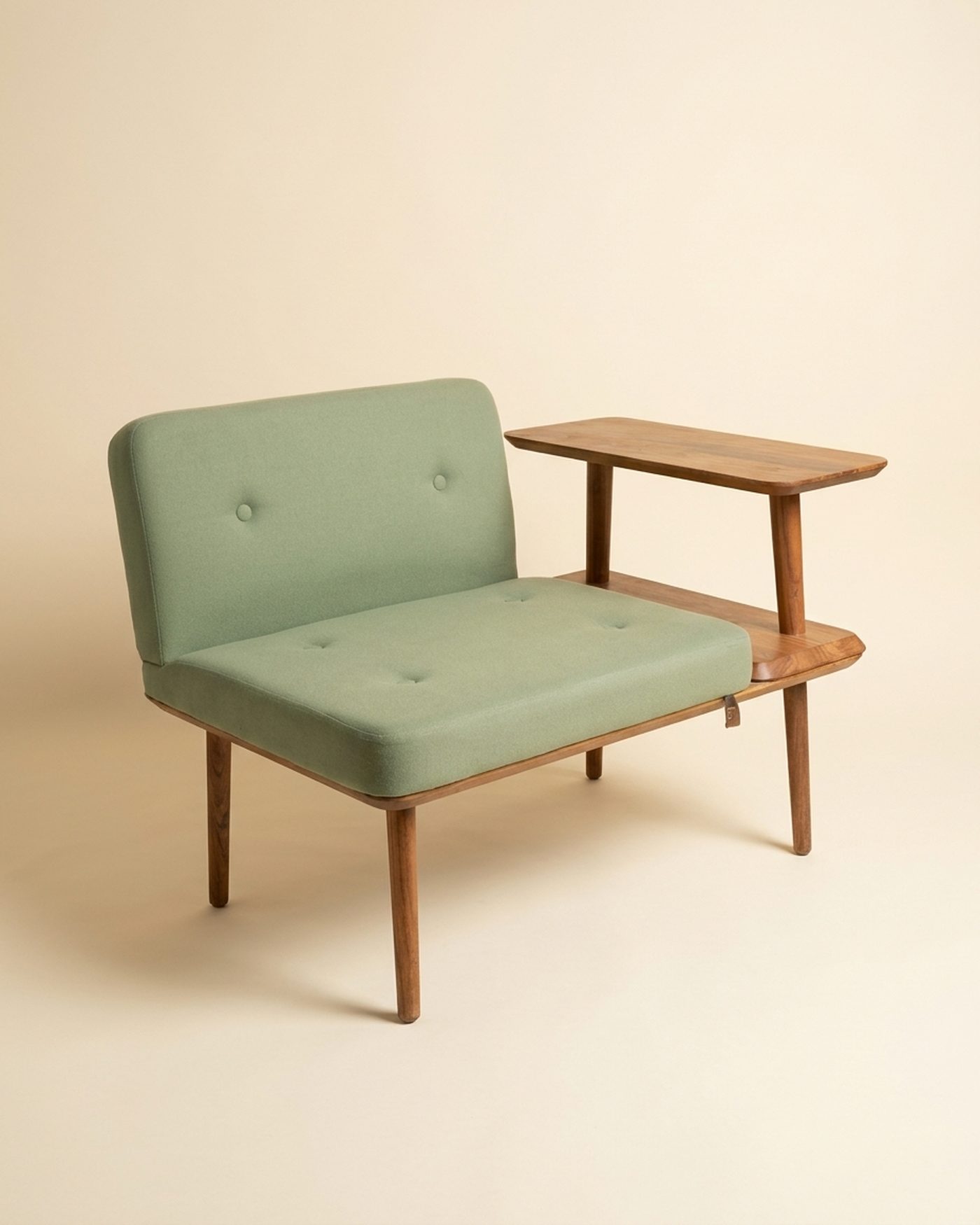 Sage settee with side table, view 2