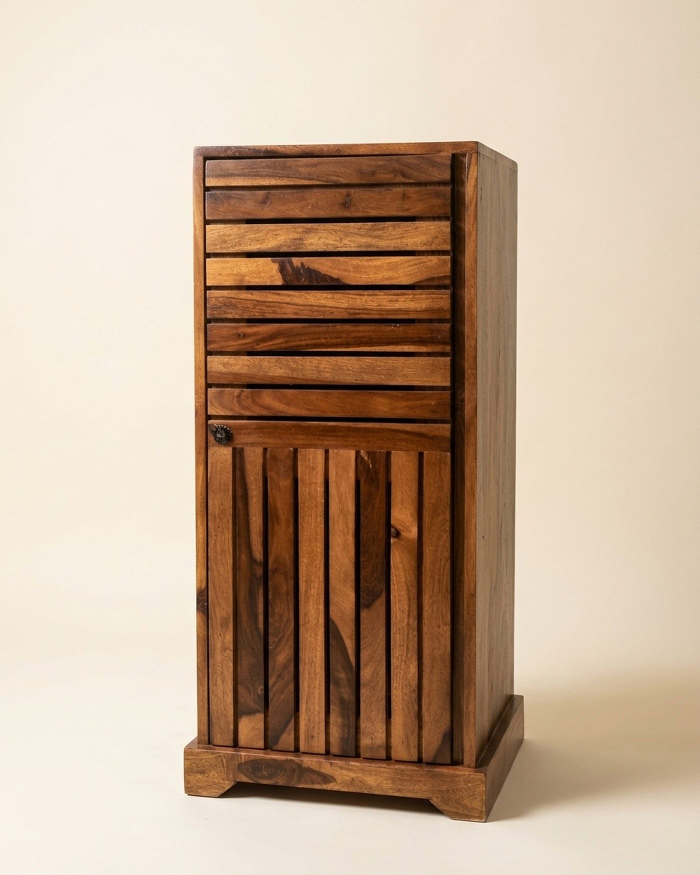 Slat tall cabinet, studio photo